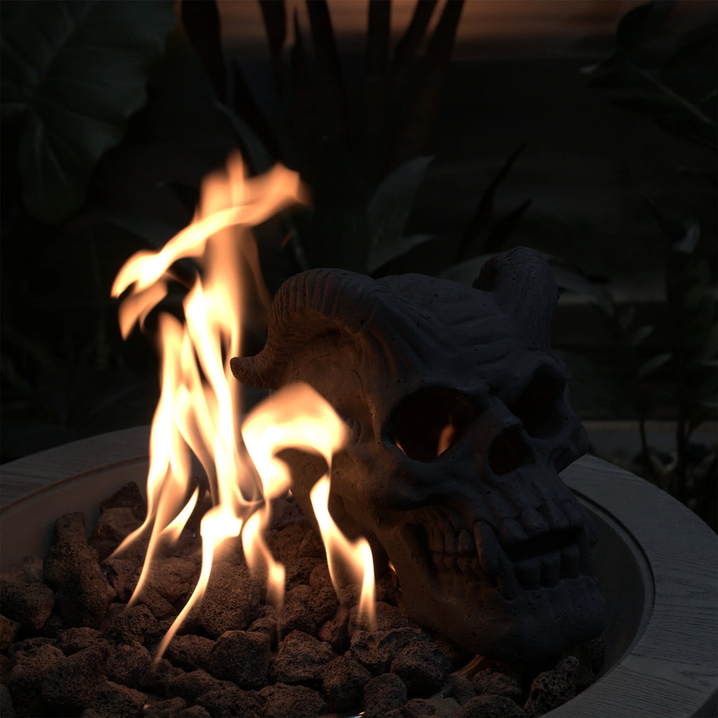 AECOJOY Refractory Materials Fireproof Imitated Human Fire Pit Skulls Gas Log, Halloween Decor, BBQ