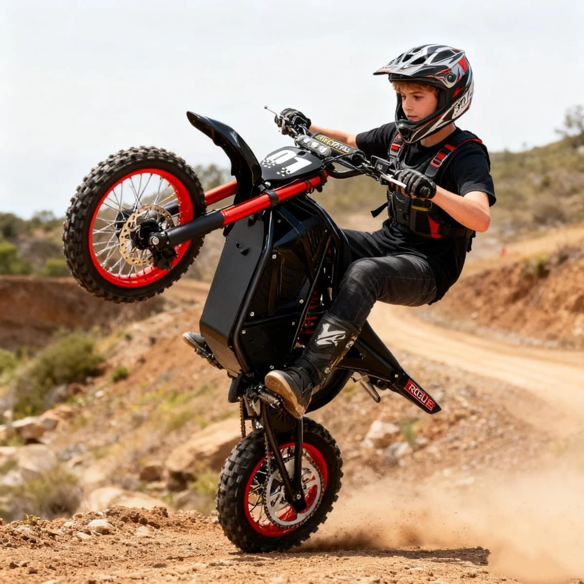 2000W Electric Dirt Bike for Adults Ridingtimes GT73 UL2849, Brushless Hub Motor, 18.2ah*2 Electric Bike with 25" Tires Digital Screen Carbon Steel, Black