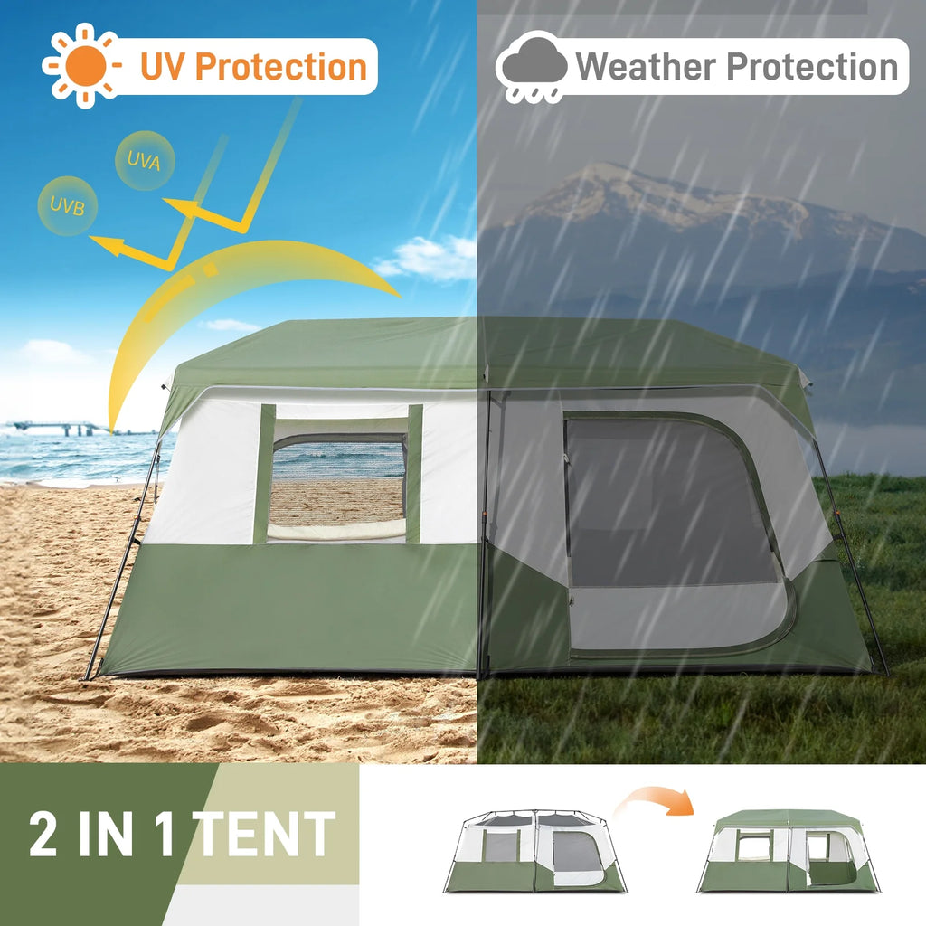 Zimtown 10 Person Tent Large Multi Room Tent for Family Camping Cabin Huge Tent with Carry Bag