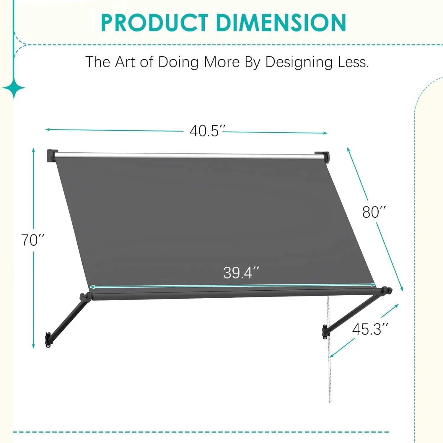 AECOJOY Retractable Awning, 40"x80" Manual Outdoor Awnings for Door Entrance, Sun Shade Canopy