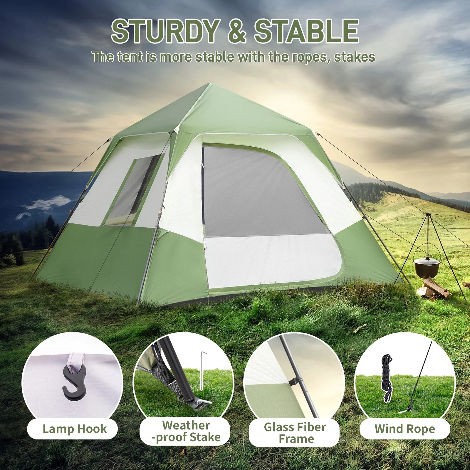 Zimtown 10 Person Tent Large Multi Room Tent for Family Camping Cabin Huge Tent with Carry Bag