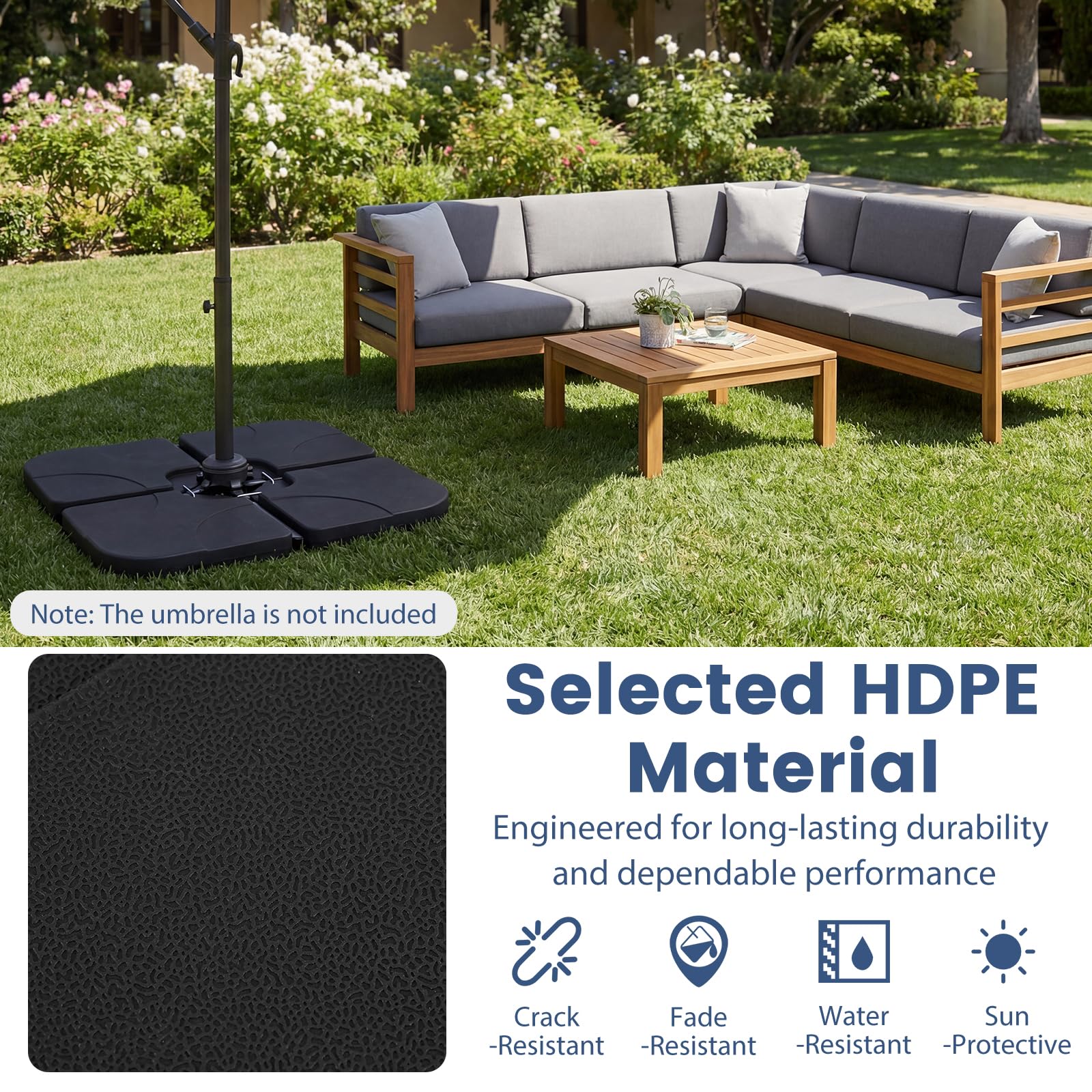 Tangkula 4 Piece 164 Lbs Umbrella Base for Patio
