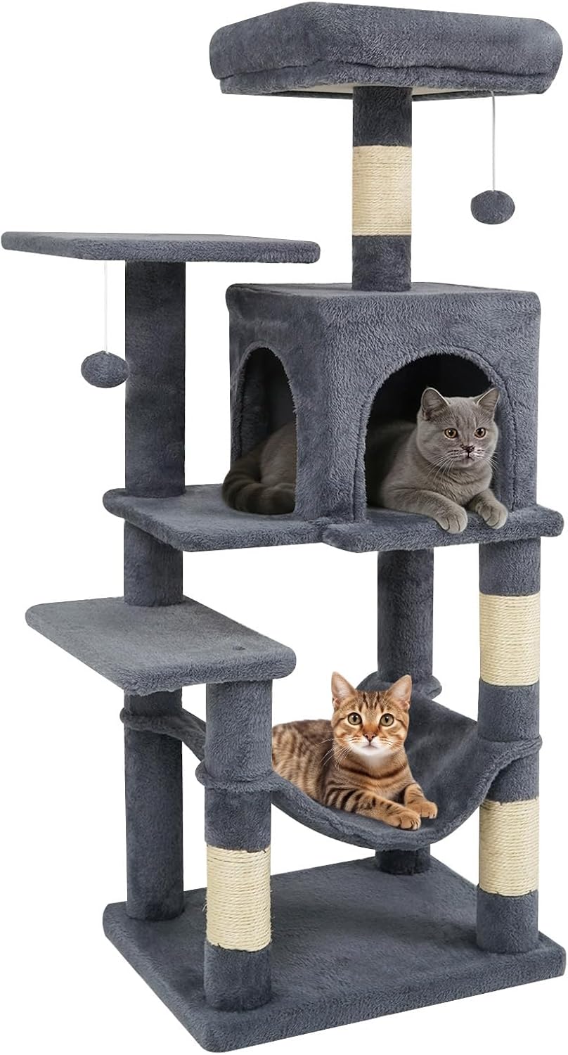Tangkula 44 Inch Multi-Level Cat Tower with Sisal Scratching Posts