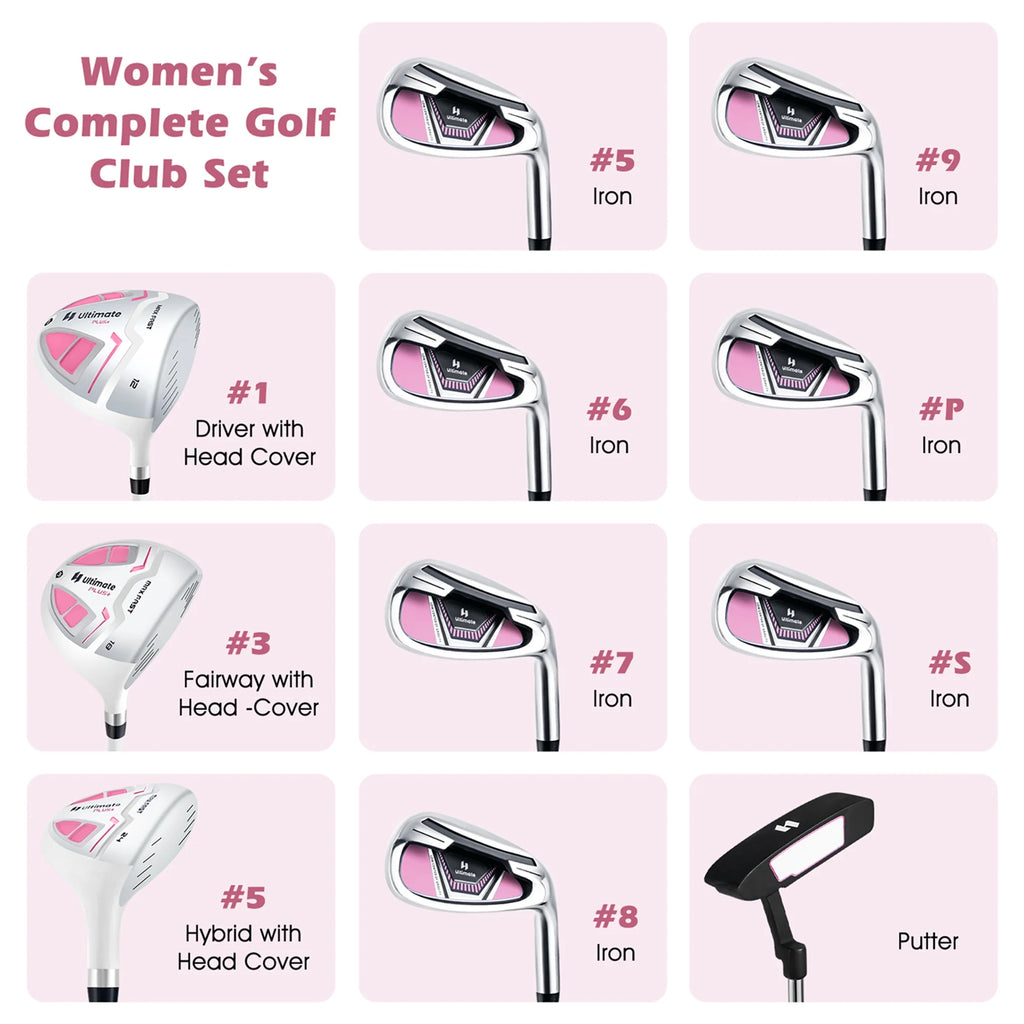 Ultimate Womens Complete Golf Club Set Golf Club Package Set W/ Rain Hood, Right Hand Purple