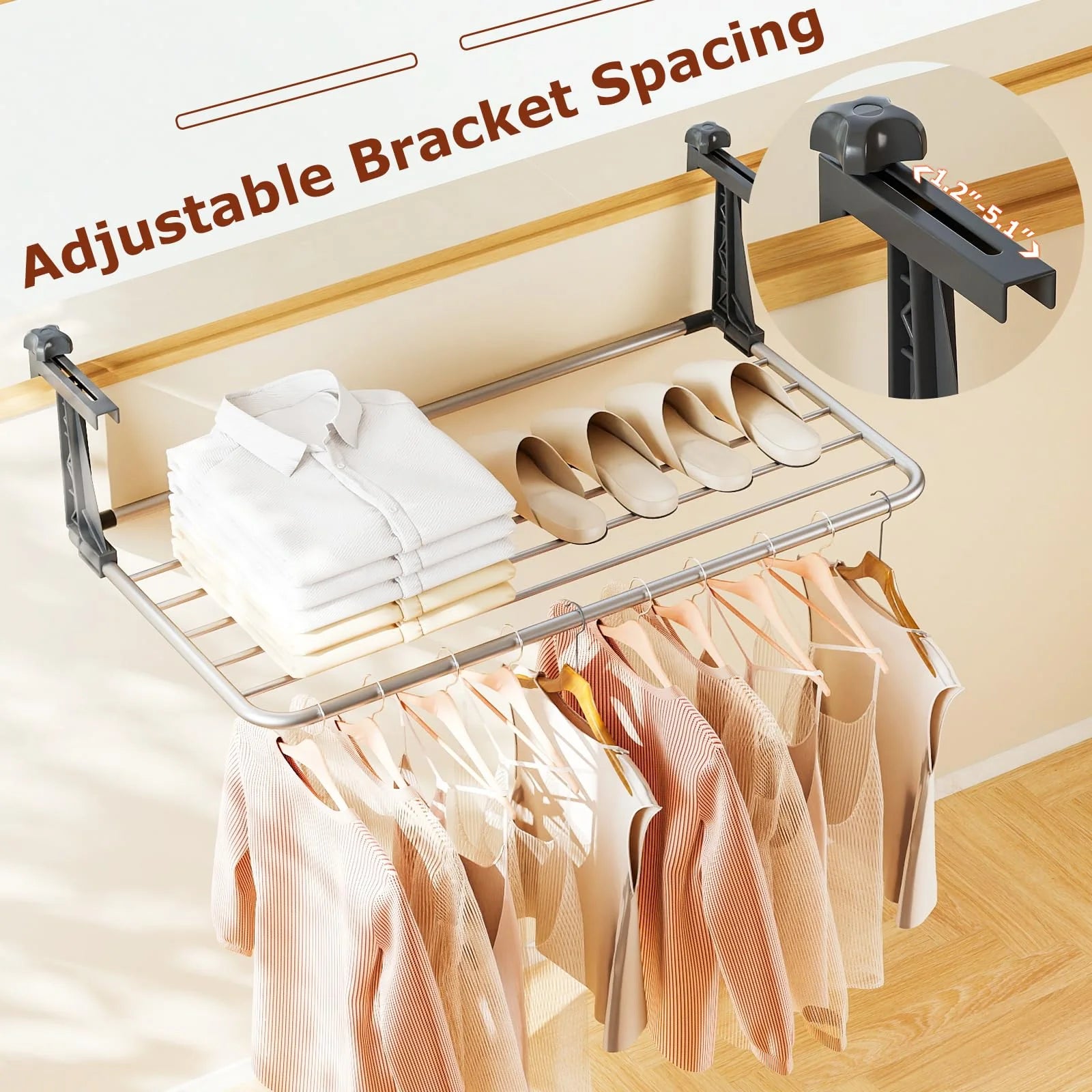 Tangkula Portable Clothes Drying Rack Aluminum Towel Rack with Adjustable and Foldable Brackets