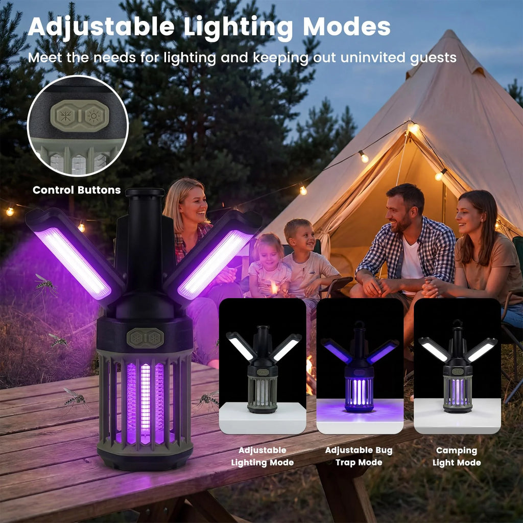 Tangkula 3-Petal Foldable Bug Zapper  Adjustable Lighting Modes Type-C Rechargeable