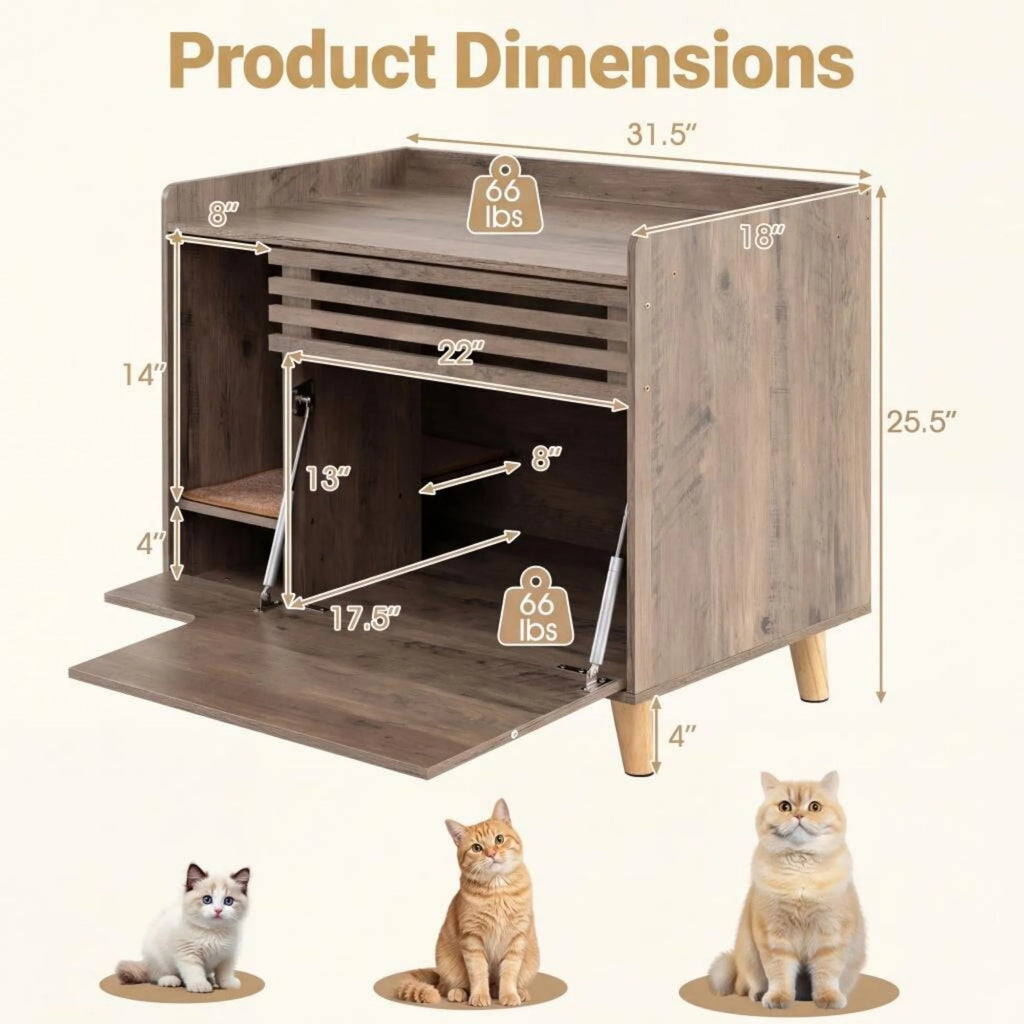 Tangkula Farmhouse Litter Box Enclosure