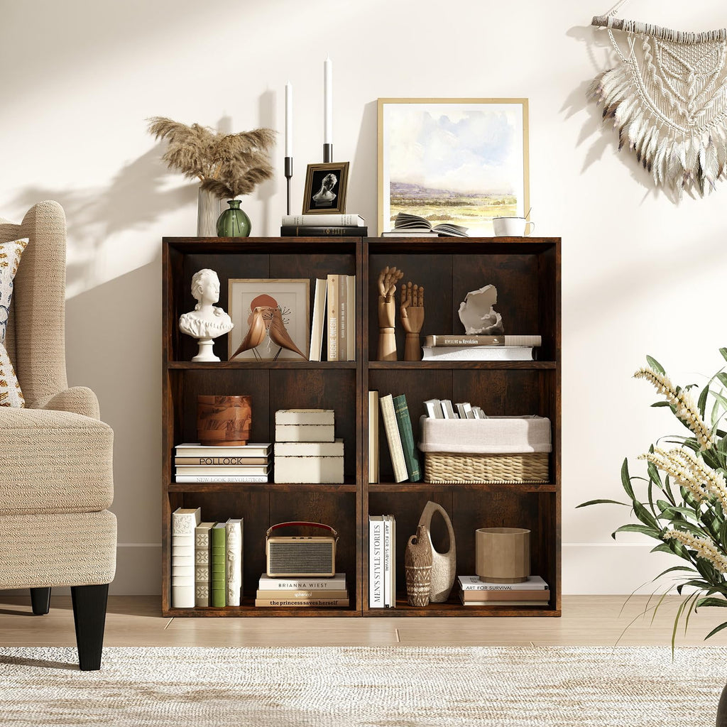 Tangkula 3-Cube Bookcase Floor Standing Open Bookshelf w/7-Position Adjustable Shelf