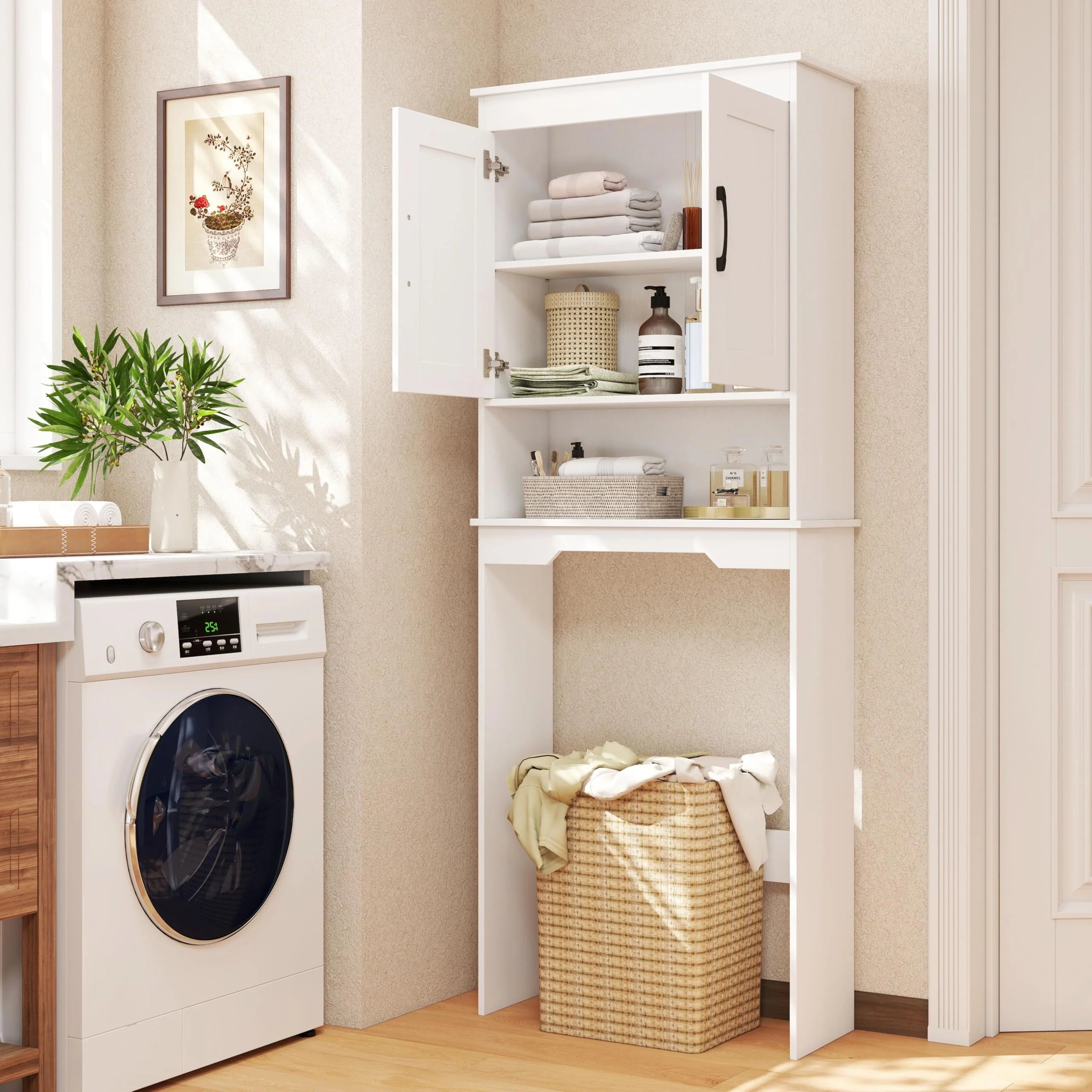 Tangkula Over Toilet Space Saver Bathroom Organizer with Storage Cabinet