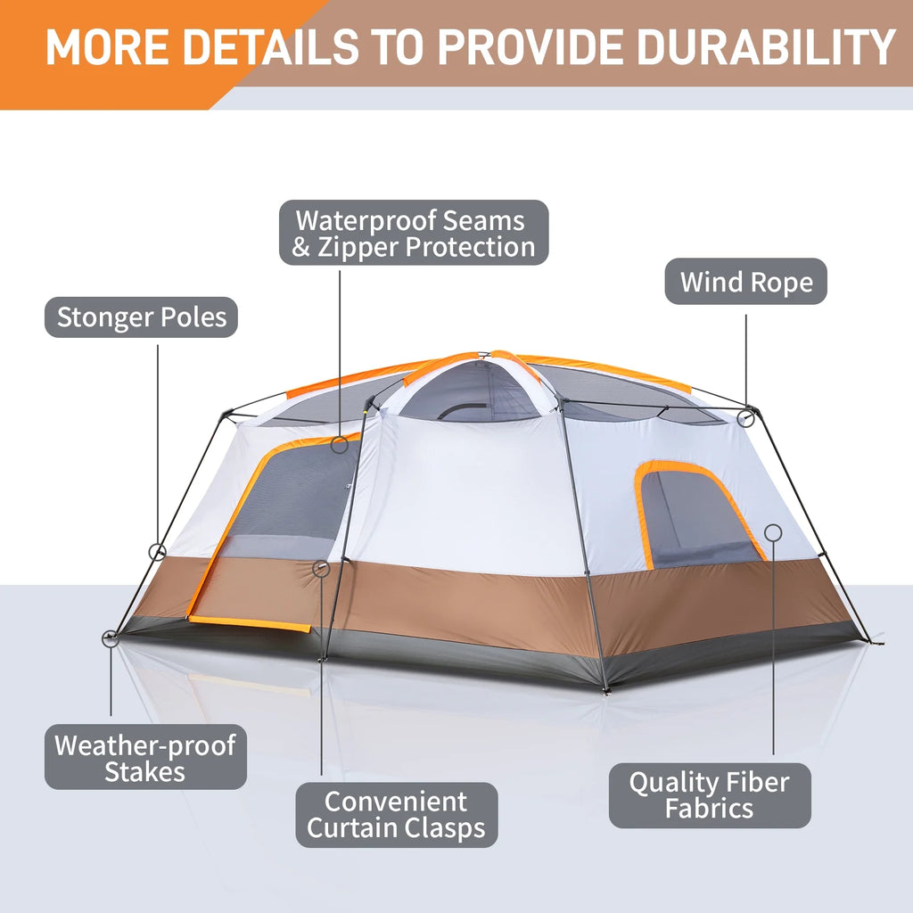 Zimtown 10 Person Tent Large Multi Room Tent for Family Camping Cabin Huge Tent with Carry Bag