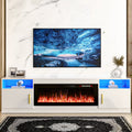 Waleaf Fireplace TV Stand with 36" Electric Fireplace up to 80" Tvs, Modern Wood Media TV Console with Highlight Cabinet, White