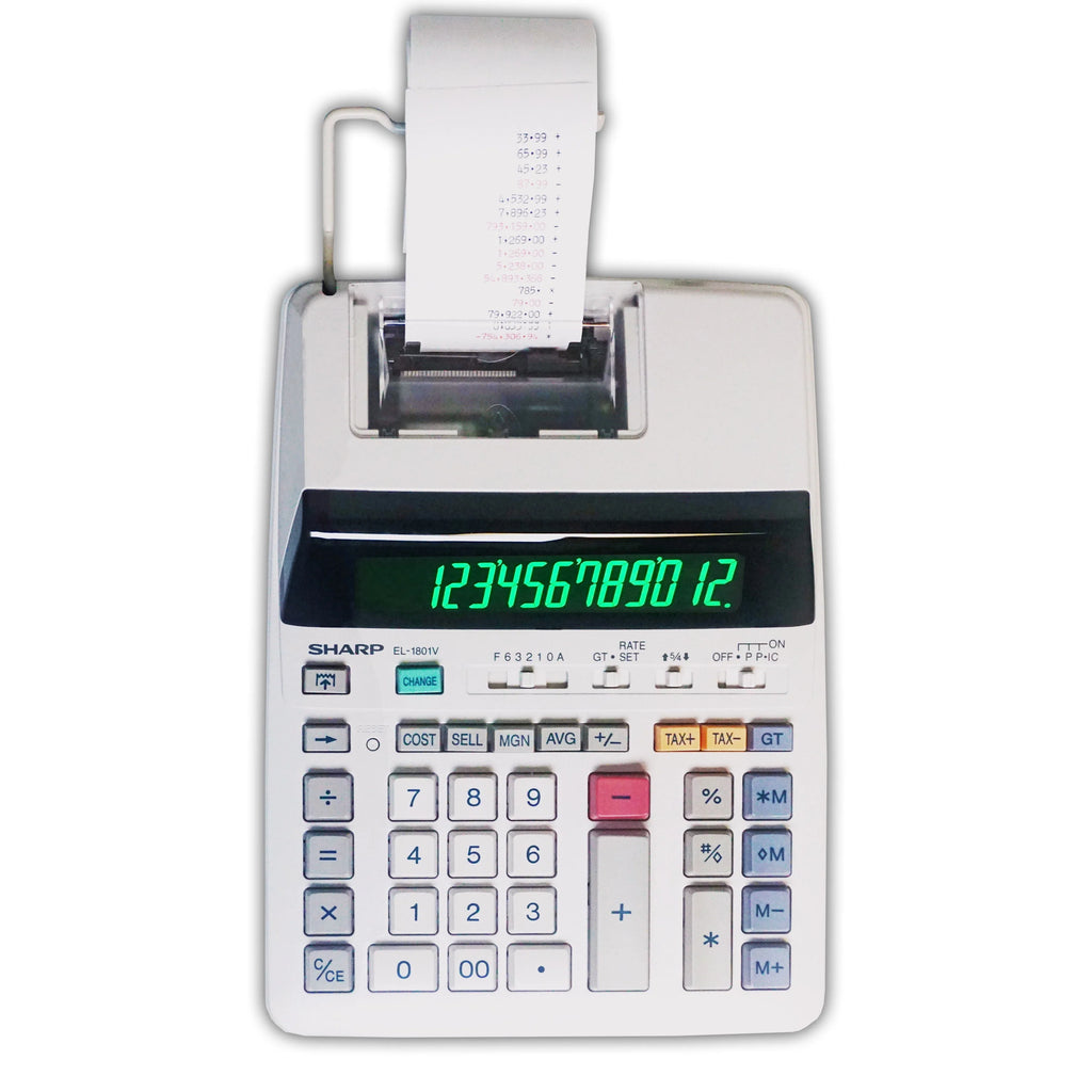 Sharp Calculators EL - 1801V Ink Printing Calculator, Fluorescent Display, AC, 2.0 LPS, Off - White