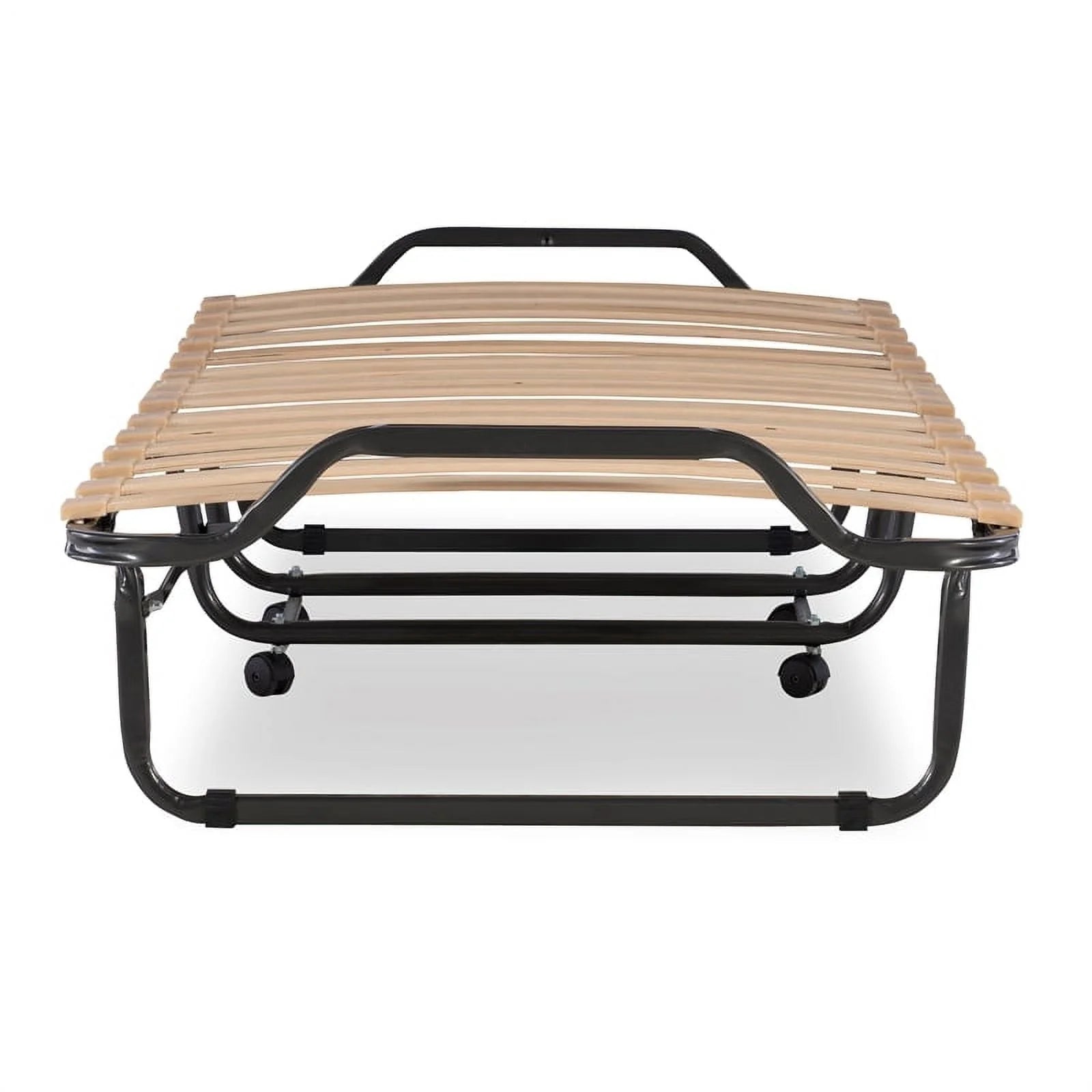 Riverbay Furniture Metal Folding Bed with Memory Foam Mattress in Beige