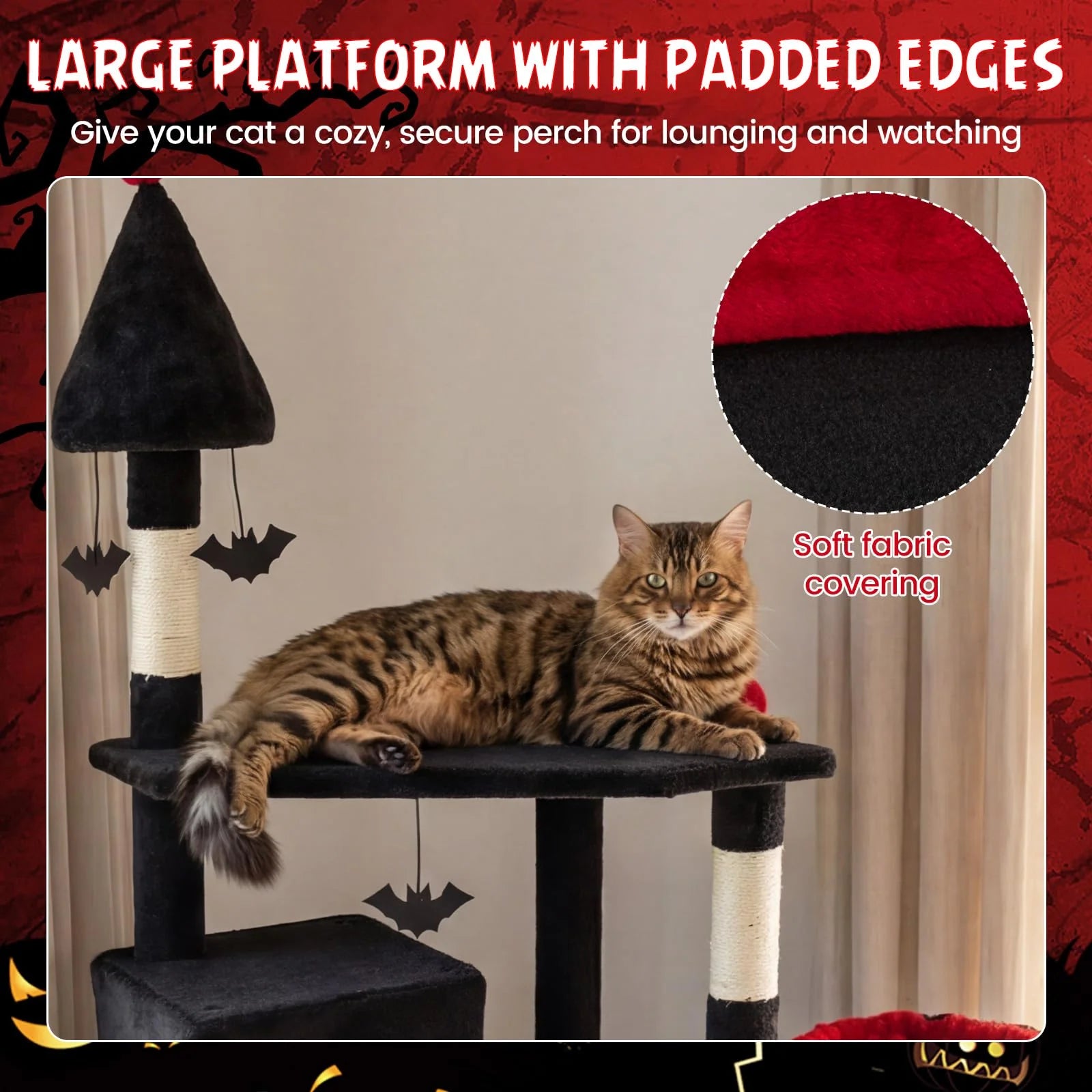 Tangkula 75" Gothic Cat Tree Halloween Cat Tower