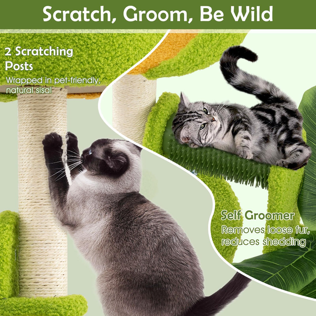 Tangkula Cute Cat Tower with Sisal Scratching Posts