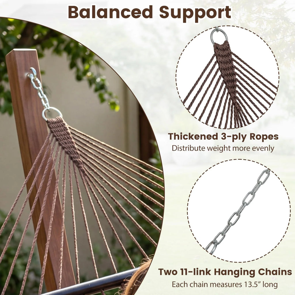 Tangkula 10.5FT Caribbean Double Hammock with Curved Spreader Bars