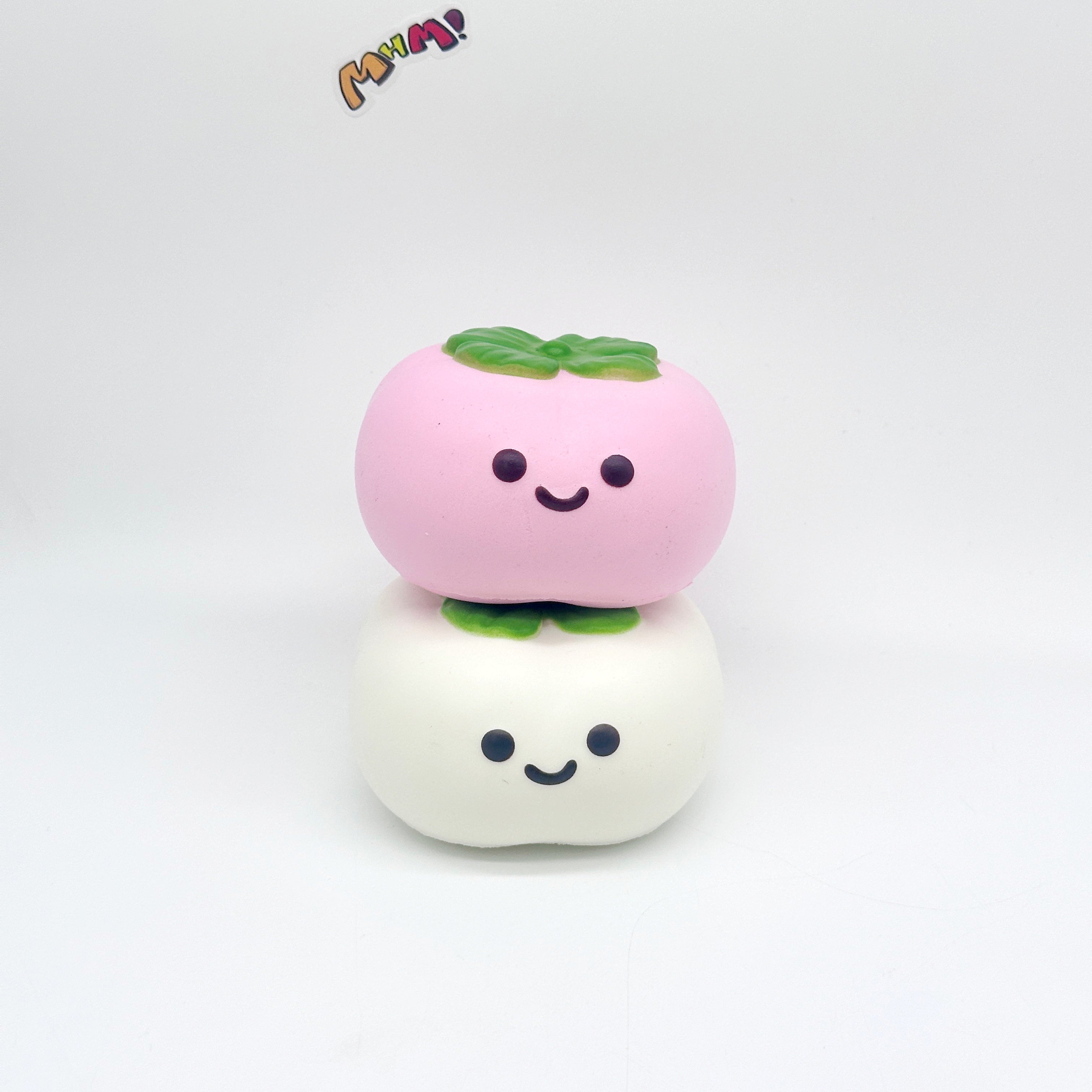 🍅 Lucky Persimmon Squishy - White & Pink Cute Persimmon Slow Rising Stress Relief Toy
