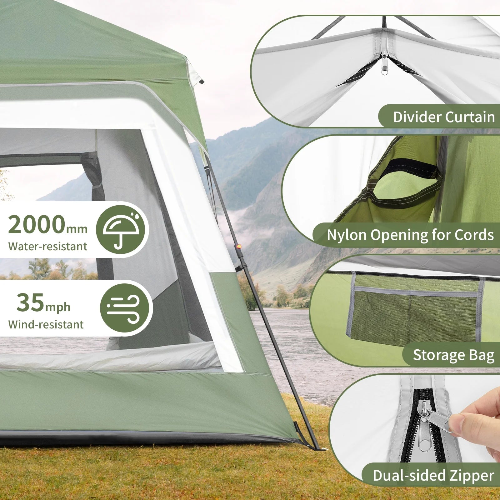 Zimtown 10 Person Tent Large Multi Room Tent for Family Camping Cabin Huge Tent with Carry Bag