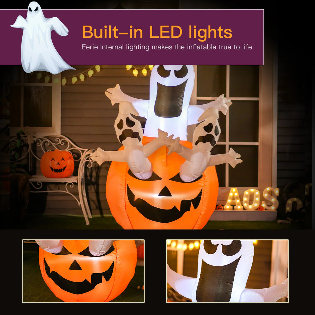 AECOJOY Halloween Inflatables Outdoor Decorations Jack-O-Lantern Pumpkin and Ghosts