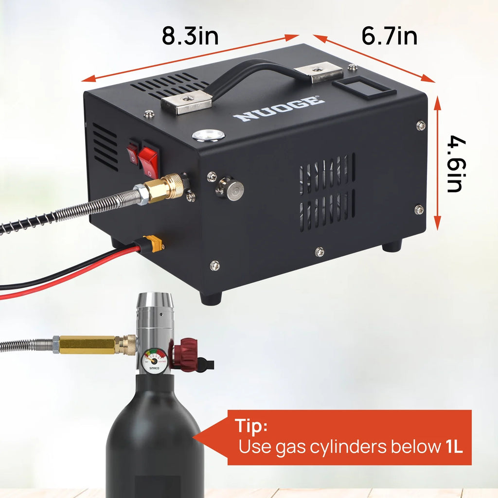 NUOGE Pcp Air Compressor, 4500psi 12V DC or 110V AC W/Converter Paintball/Scuba Tank Compressor Pump