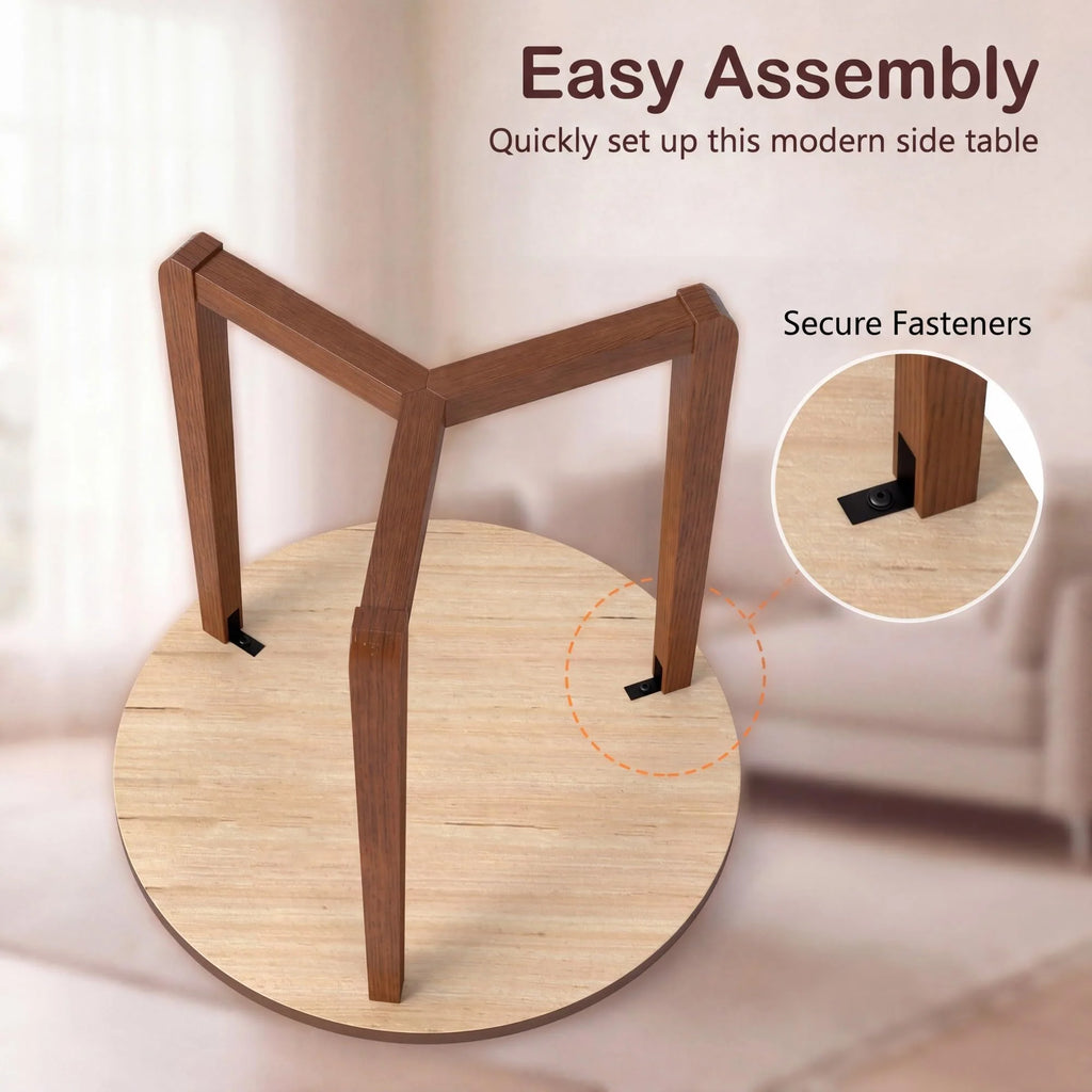 Tangkula Farmhouse Side Table | 22.5" Round End Table with Solid Rubber Wood Legs (1/2)