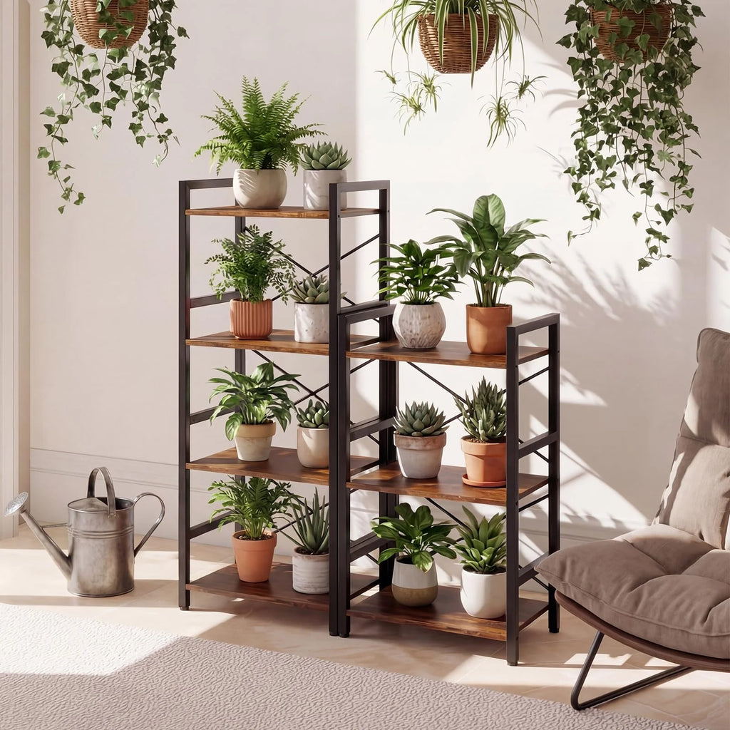Tangkula 16.5" Width Wooden Open 3-Tier Industrial Bookshelf (1/2)