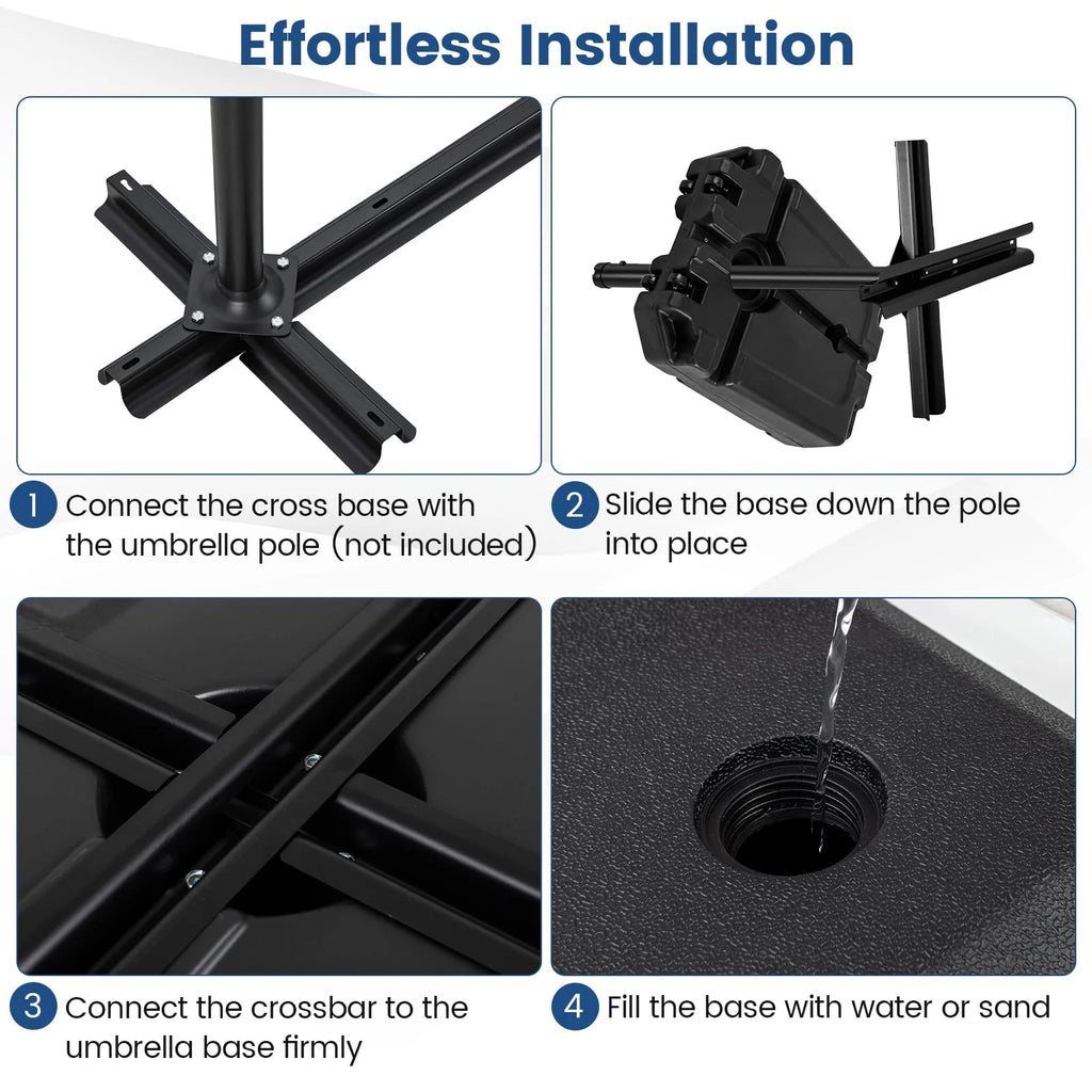 Tangkula 165 Lbs HDPE Offset Umbrella Stand with Crossbar