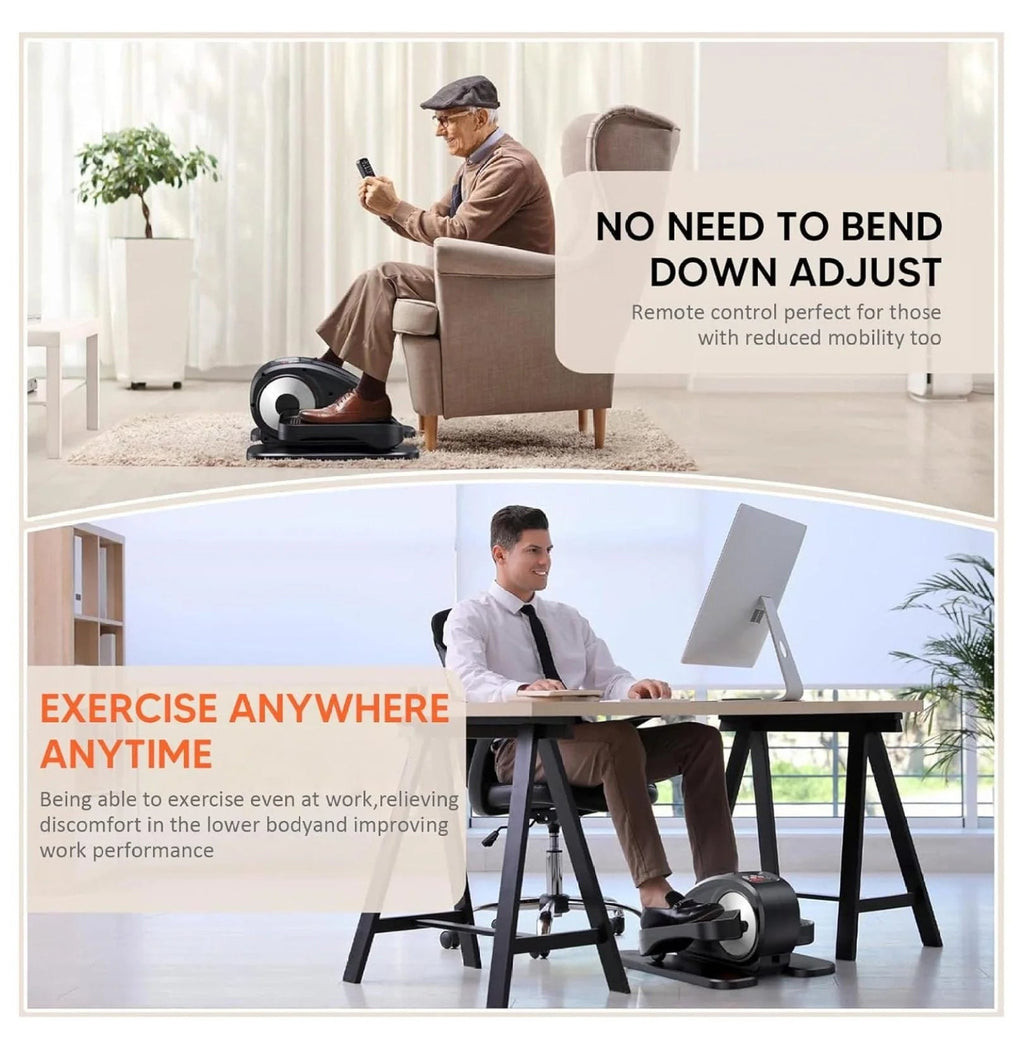 Under Desk Elliptical Electric Foot Pedal Exerciser Fully Assembled Seated Elliptical Compact Portable Elliptical Machine Trainer with Control Mini Elliptical Leg Exerciser for Home