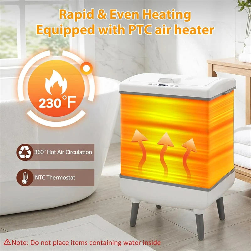 35L Large Towel Warmer Bucket for Bathroom, Foldable Blanket Warmer with Heat/Dry Modes, 24H Timer, Child Lock, Fits 3 Oversized 45"x70" Towels