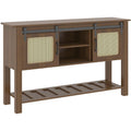 AECOJOY Buffet Cabinet, Coffee Bar Storage Cabinet, 46'' Coffee Bar Table with Rattan Sliding Barn Door, Adjustable Shelves and Bottom Open Shelf