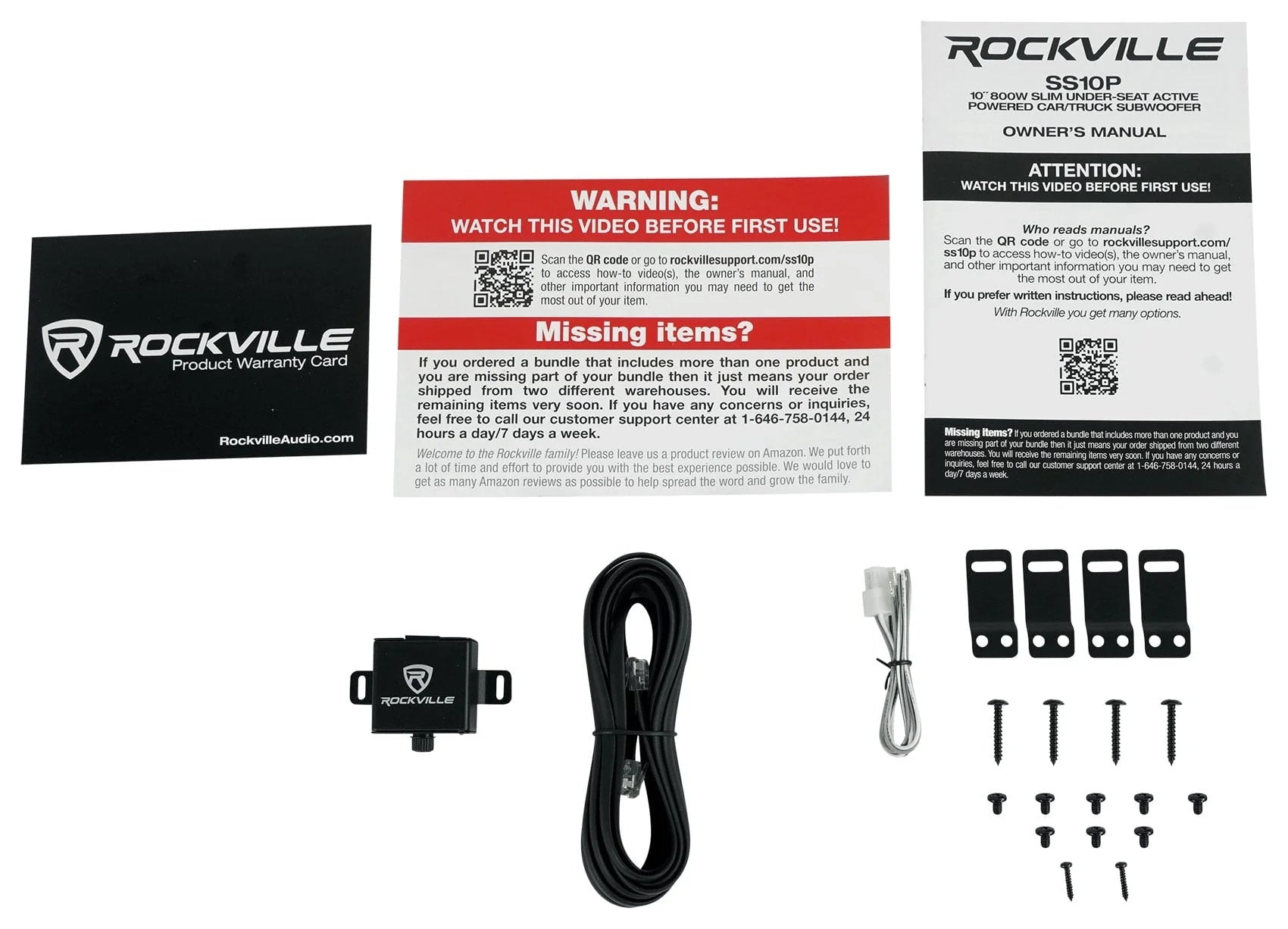 Rockville SS10P 10" 800w Slim Under - Seat Powered Car/Truck Subwoofer Sub+Amp Kit