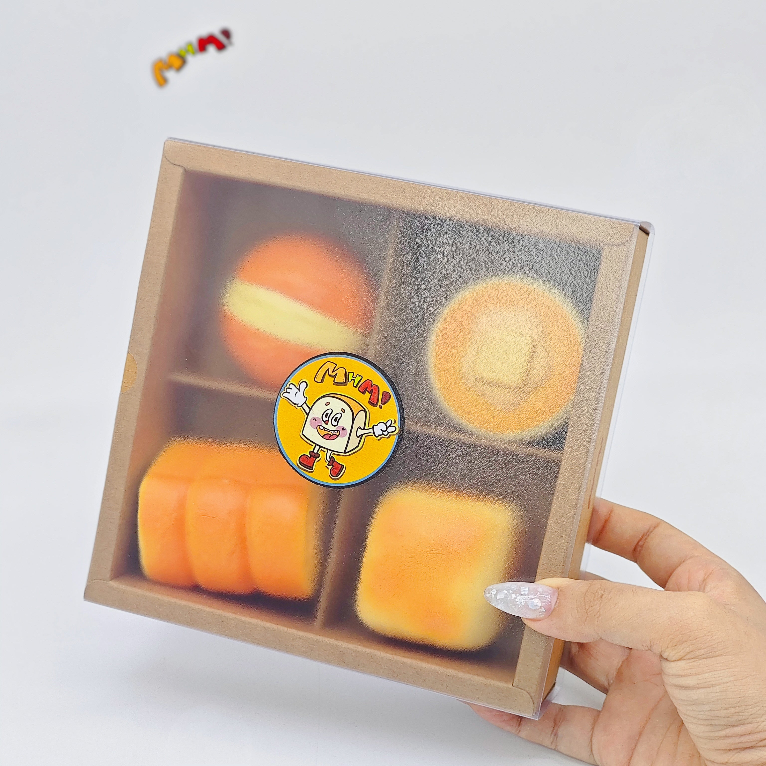 🍞 4-grid Mini Bread Squishy Set | Bakery Themed Slow Rising Stress Relief Toy