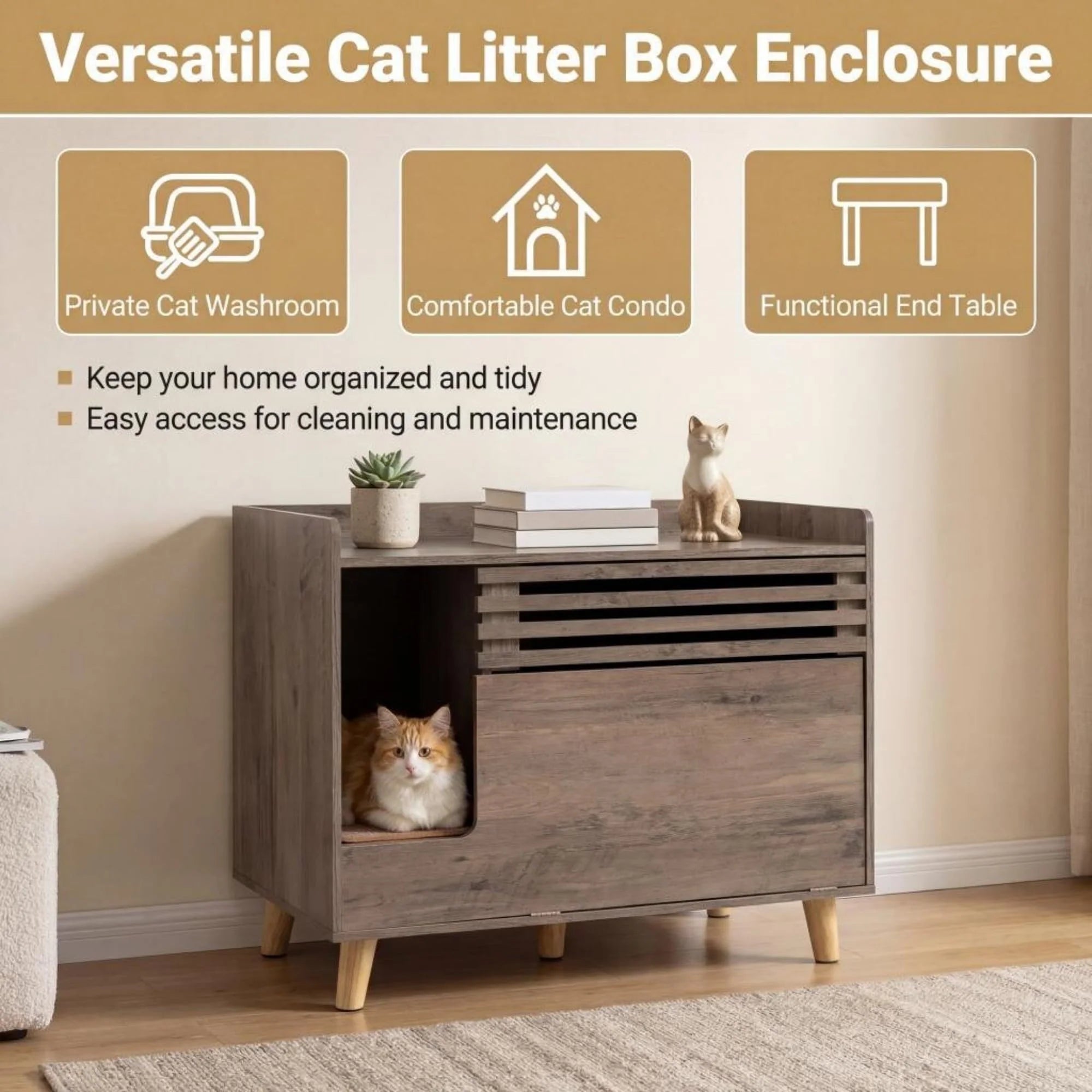 Tangkula Farmhouse Litter Box Enclosure