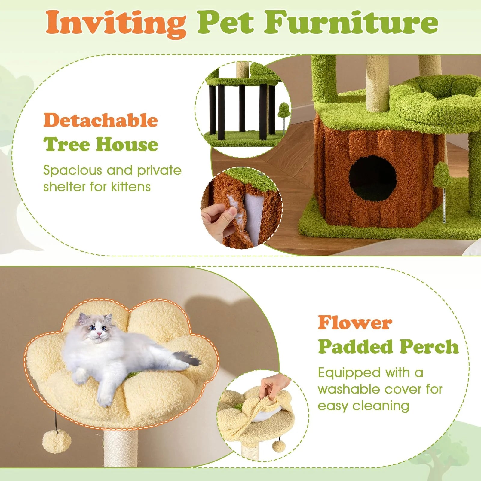Tangkula 40 Inch Multi Level Aesthetic Cat Tower with Sisal Scratching Posts