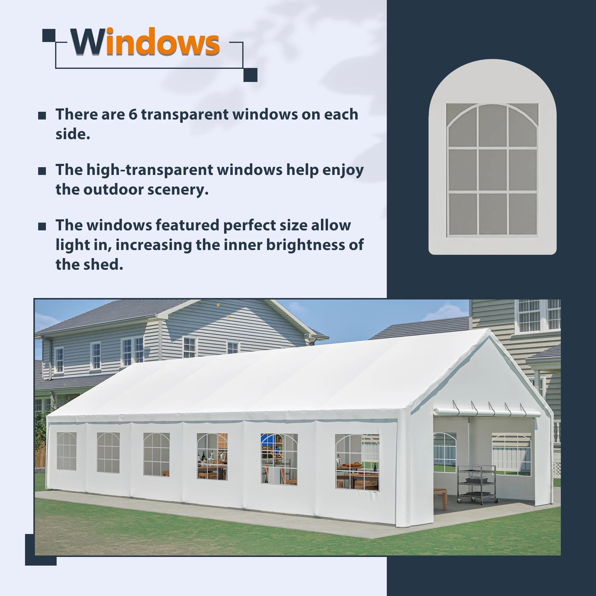 20x40 FT Heavy-Duty Party Tent with 3 Storage Bags - Large Waterproof Wedding Event Shelter for Removable Sidewalls & Zipper Door - Outdoor Commercial Tent for Parties Carport Camping BBQ Garden