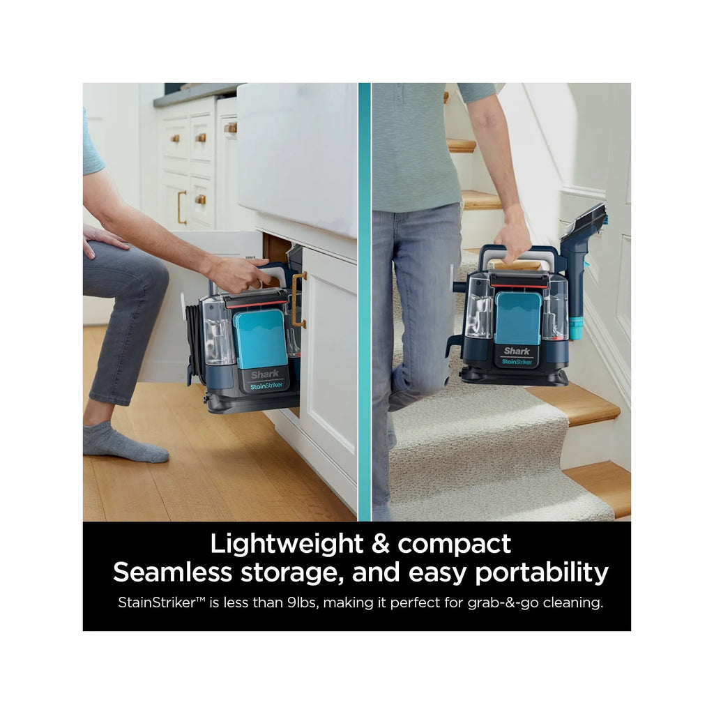 Shark Stainstriker Carpet and Upholstery Cleaner, Portable with 2 Tools, 6 oz Deep Clean Pro Formula and 12 oz OXY Multiplier Formula, PX200 Navy/White