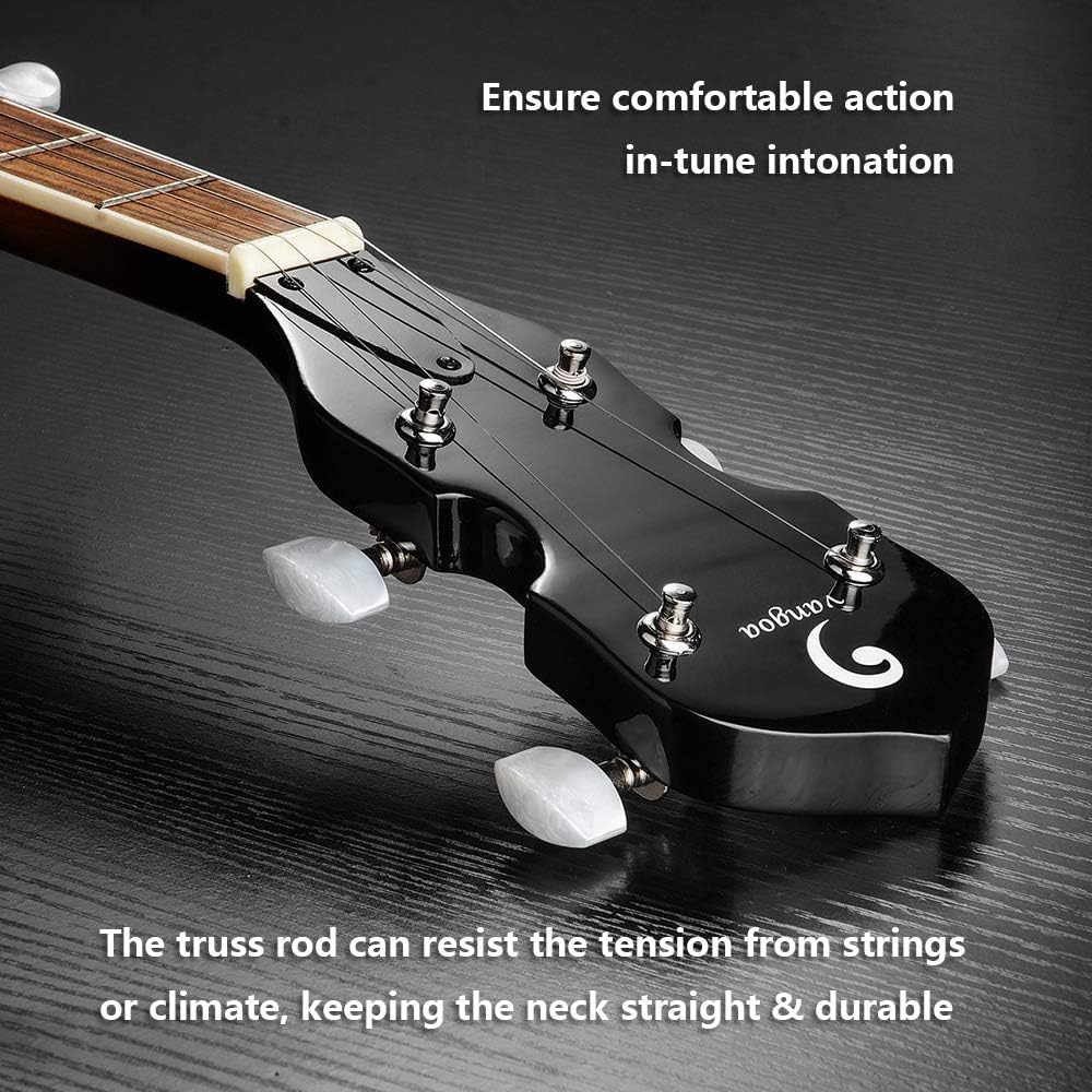 Banjo 5 String Full Size Banjos Set with Resonator. Remo Head. Beginner Banjo Kit with Closed Back. Premium Accessories for Adults. Teenager