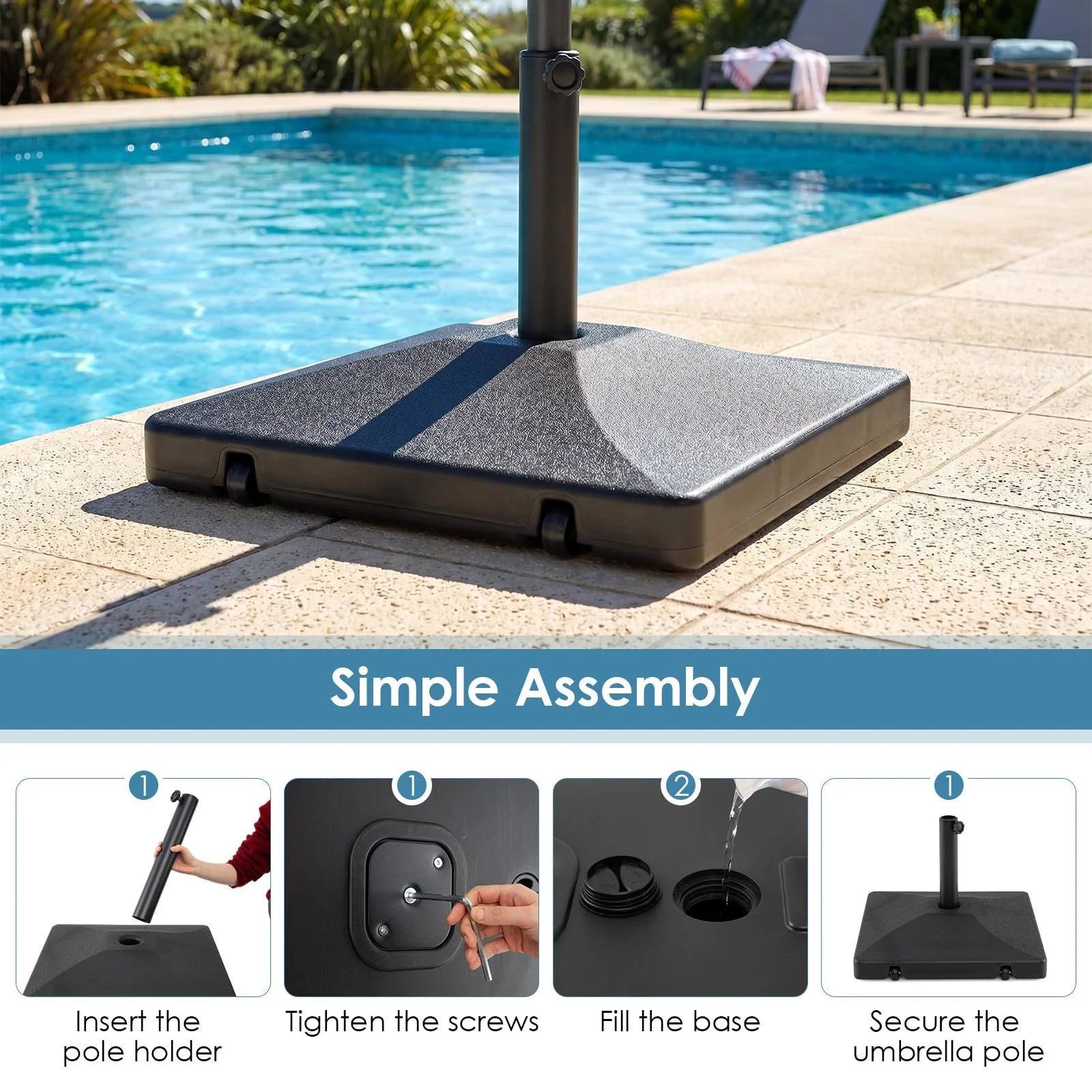 Tangkula 90 lbs Umbrella Base with Wheels