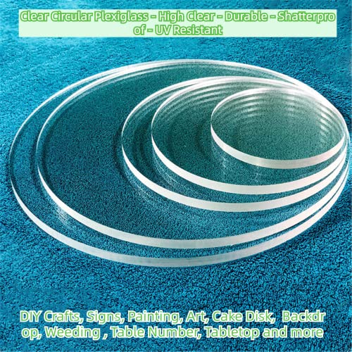 1/4" Thick Clear Round Plexiglass Sheet 16" Diameter Acrylic Board for Signs, Table Tops, Skylight, Windows Glass Alternative, Backdrops, DIY Crafts, Light Project - Best Round Acrylic Blanks