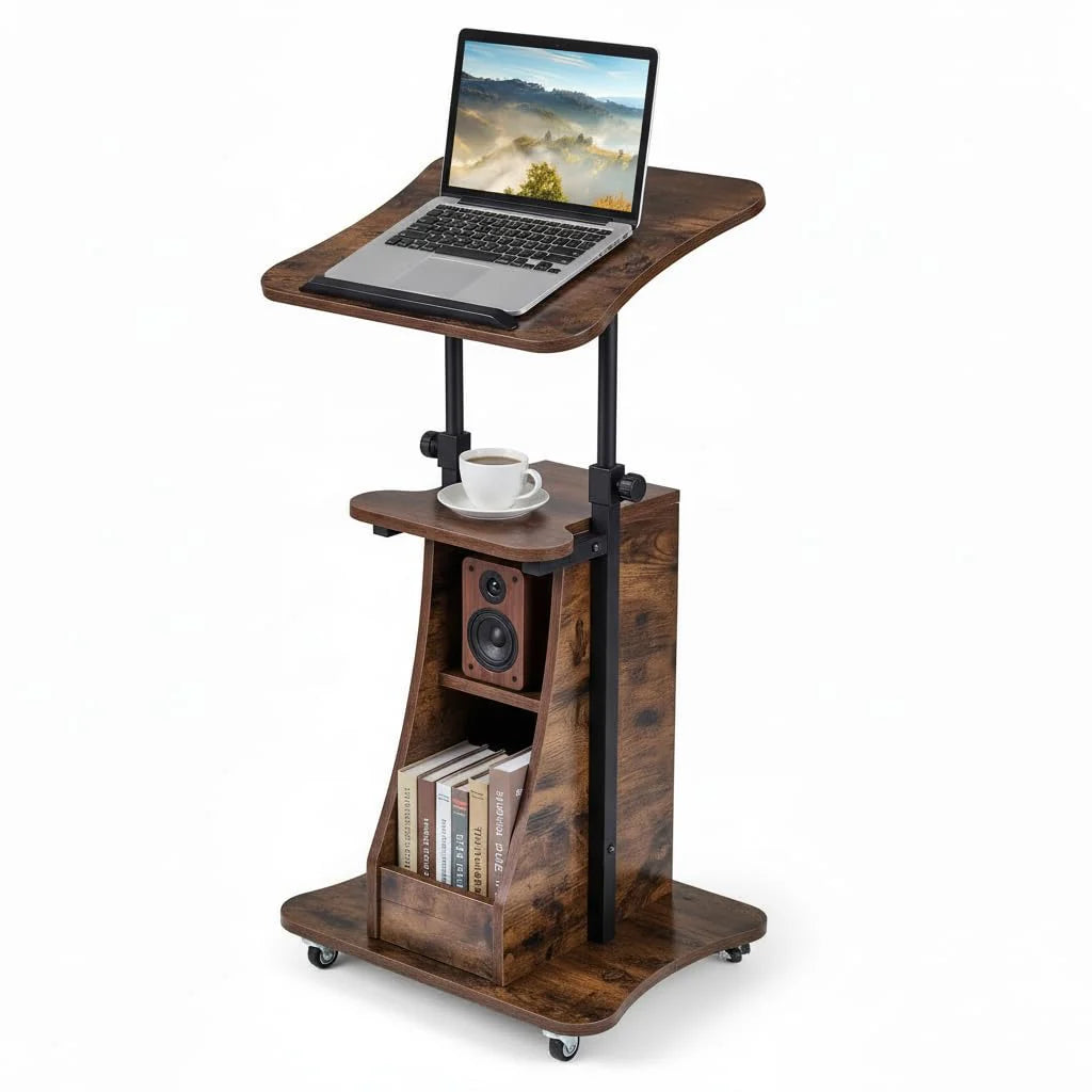 Tangkula Mobile Lectern Podium Height Adjustable Podium Stand