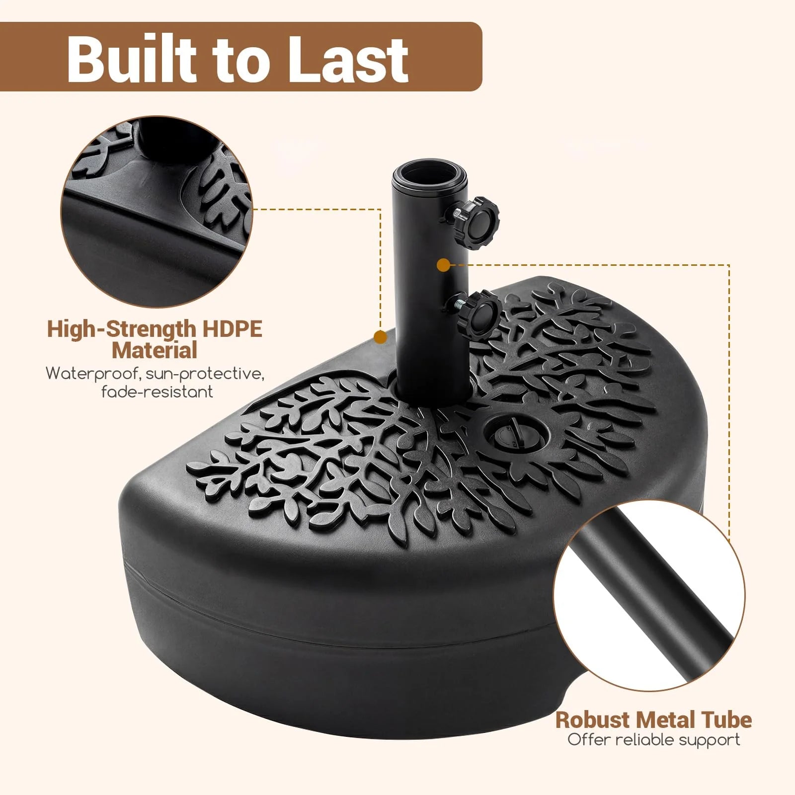 Tangkuls 55 LBS Half Round Umbrella Base