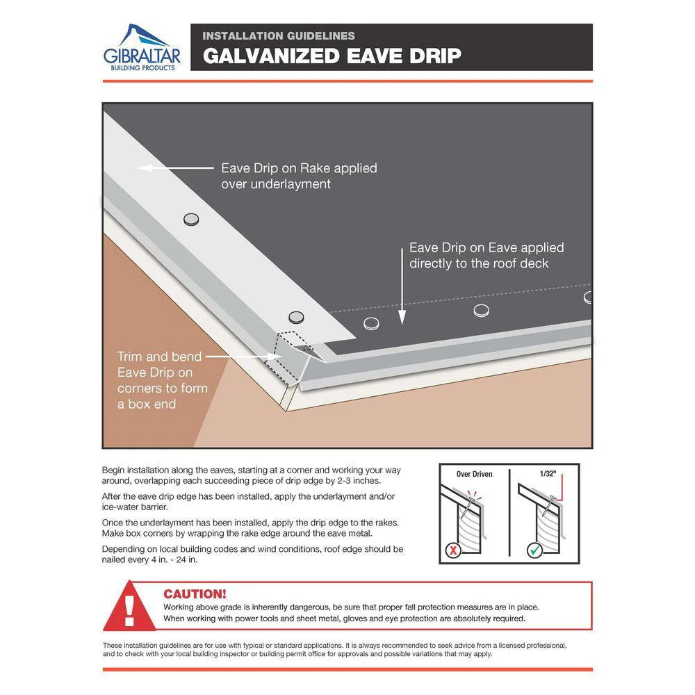 Galvanized Nosing Drip (Drip Edge Flashing) 26-Gauge 2 in. x 2 in. Mill Finish