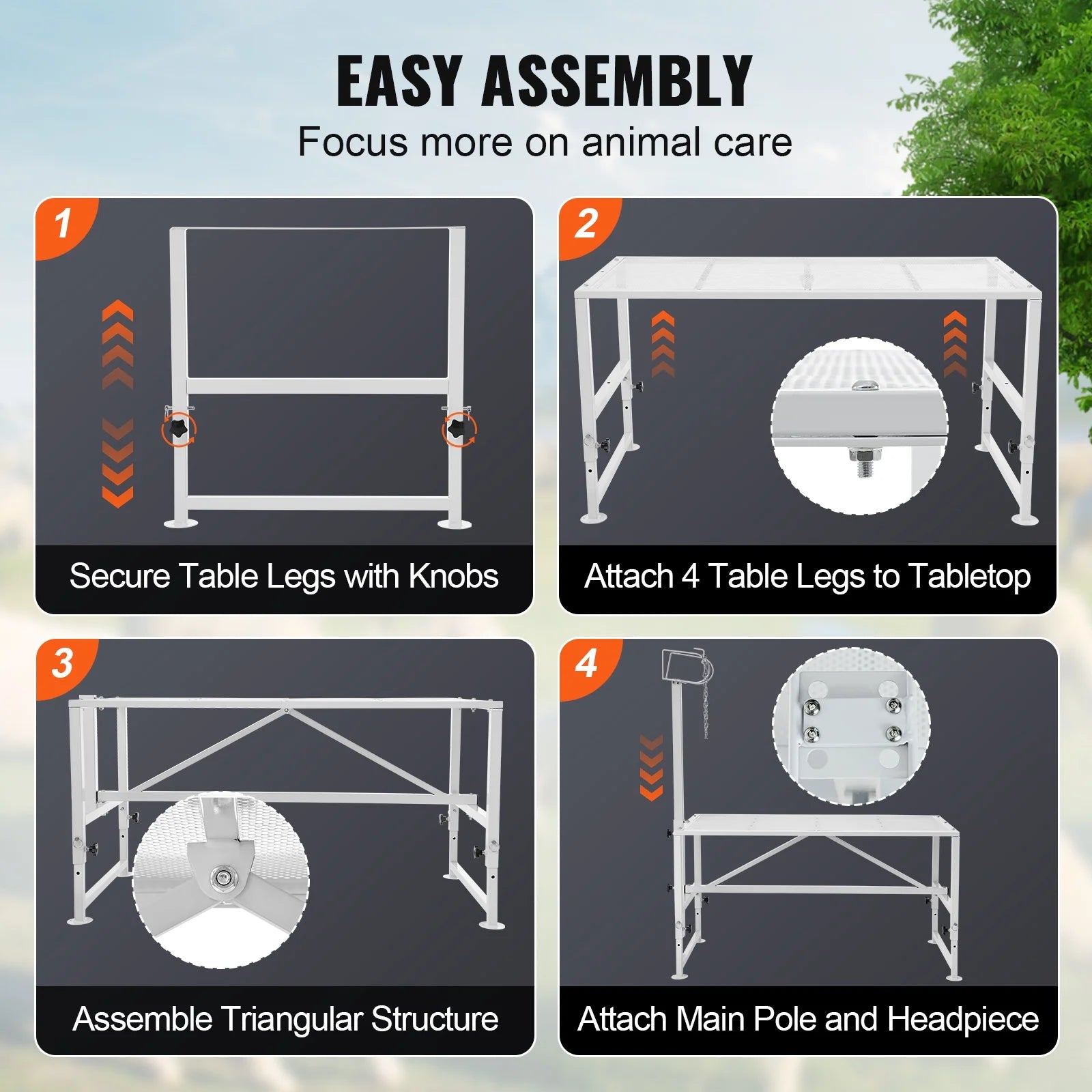 KFFKFF Livestock Stand for Goats and Sheep, 47x23 Inch, Durable Metal Frame for Milking and Shearing, Height Adjustable from 21" to 33"