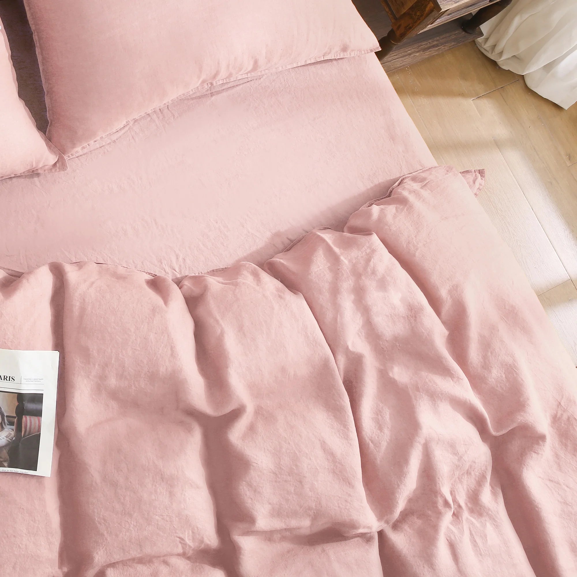 100% Pure Linen Duvet Cover with Button Closure and Corner Ties Soft & Breathable - Natural Full/Queen