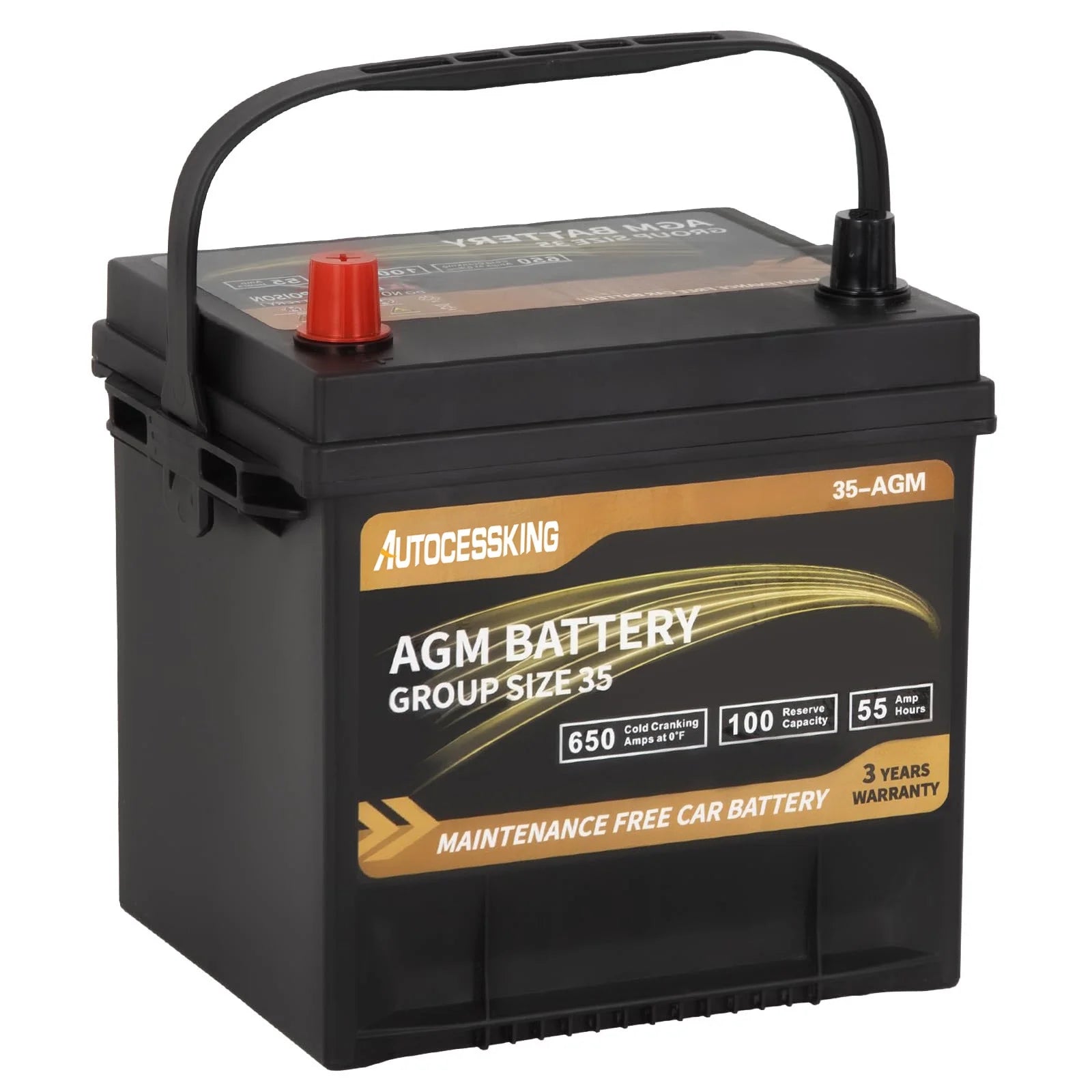 Autocessking Platinum AGM Battery, Group 47 Rechargeable Automotive Batteries for Car, 12V H5 680CCA 60ah 100RC