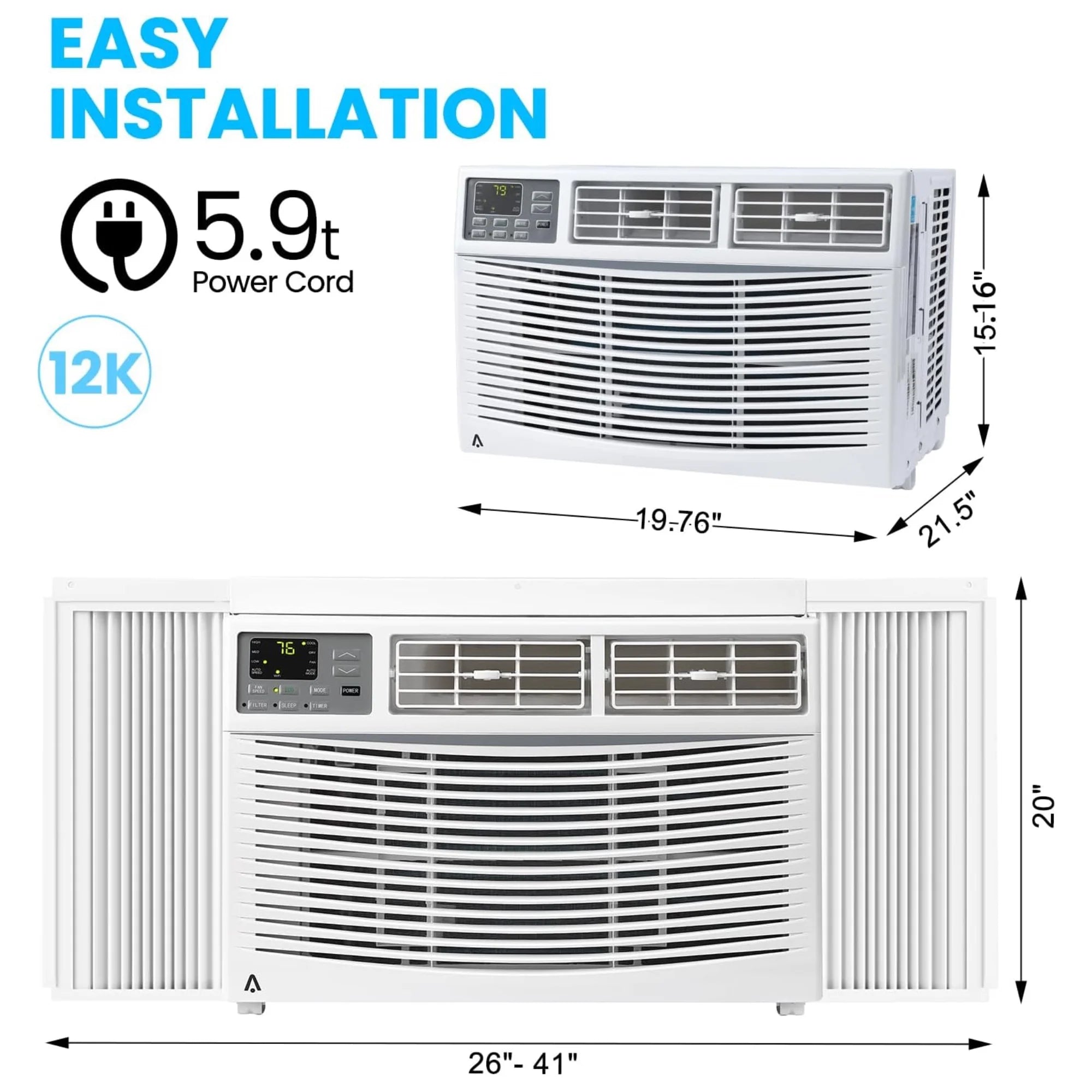 Garvee 5000 BTU Window Air Conditioner, Fast Cooling for Rooms up to 150 Sq. Ft, Window Ac Unit with 7 Level Temperature Setting, White