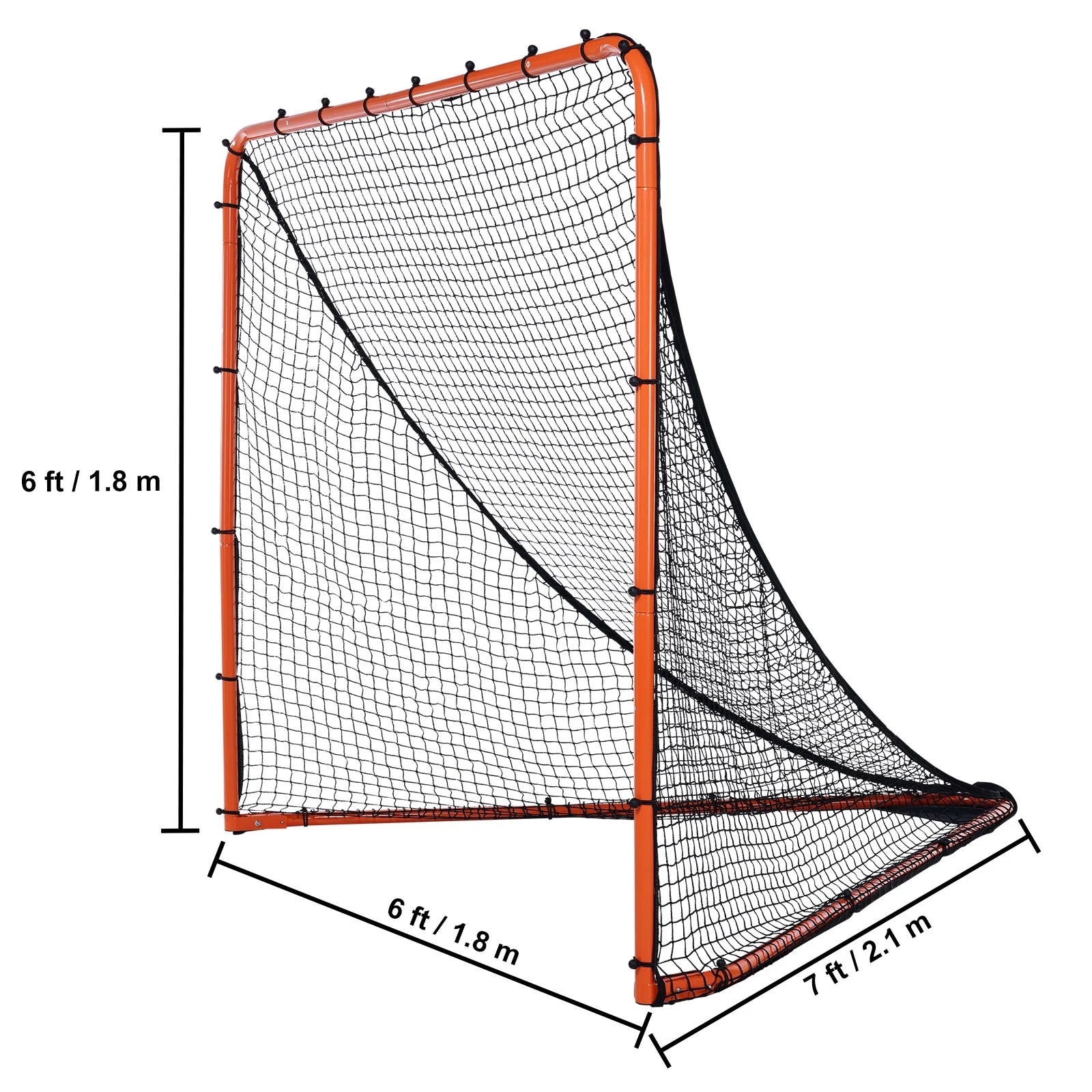 VEVOR Lacrosse Goal, 6' x 6' Lacrosse Net, Folding Portable Backyard Lacrosse Training Equipment, Steel Frame Training Net, Quick & Easy Setup Lacrosse Goal, Perfect for Youth Adult Training, Orange