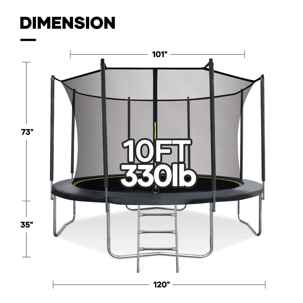 MARNUR 8FT Trampoline for Kids Trampoline with Enclosure Net, Ladder, Wind Stakes, Outdoor 330 lb Weight Capacity
