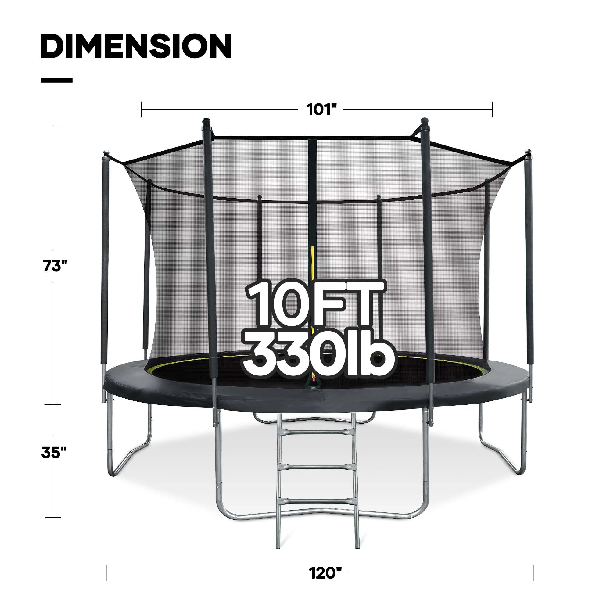 MARNUR 8FT Trampoline for Kids Trampoline with Enclosure Net, Ladder, Wind Stakes, Outdoor 330 lb Weight Capacity