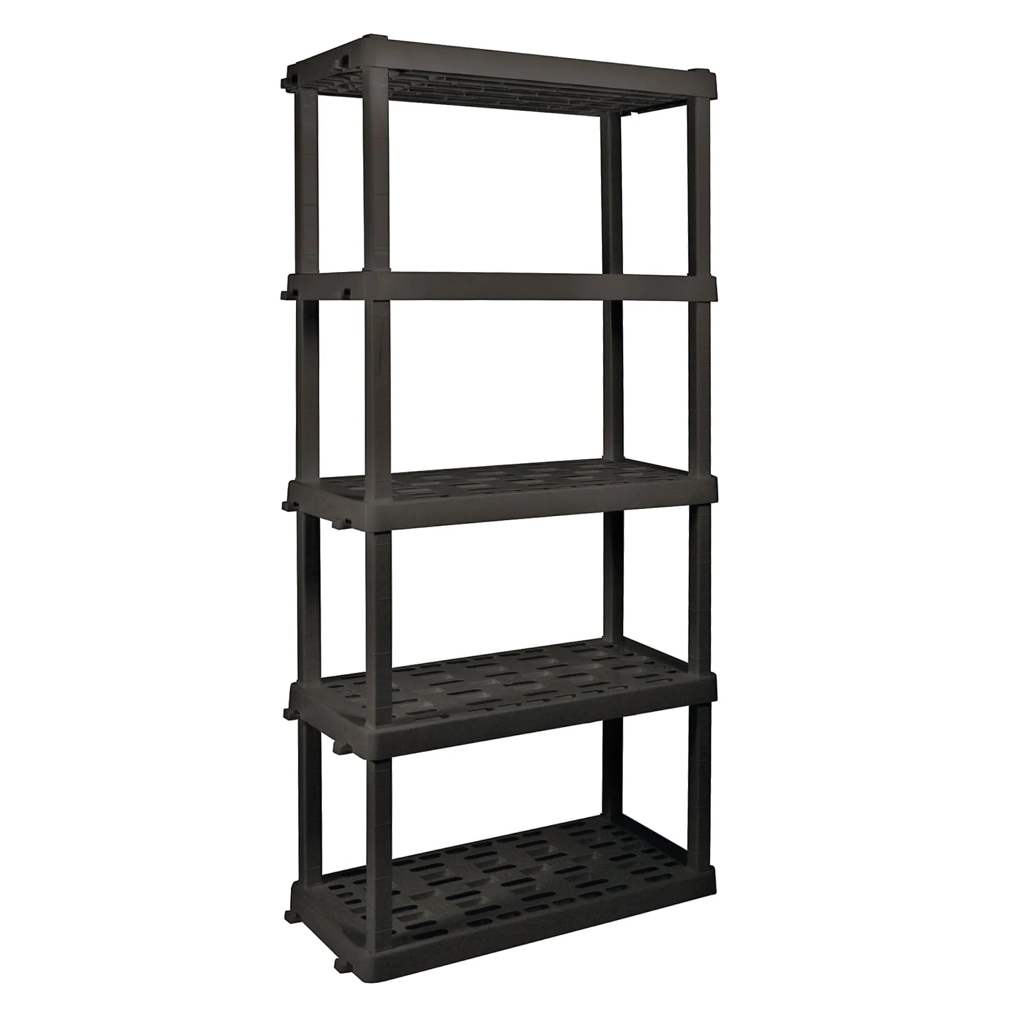 Hyper Tough Large 5 - Tier Shelving Unit, W36 x D18 x H74" Interlocking Multipurpose Organizer, Black, Pack of 2
